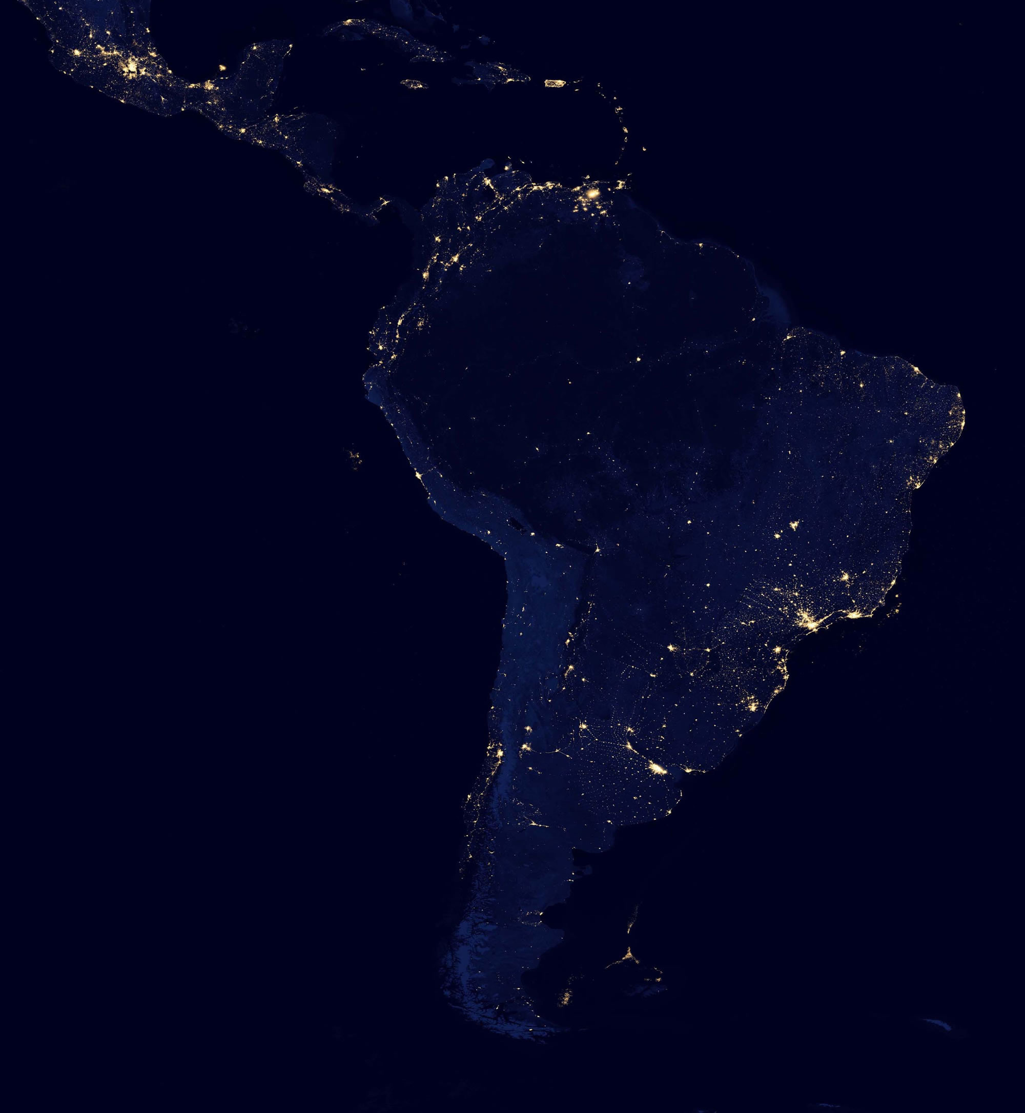 2000x2171 Satellite Photo of South America at Night