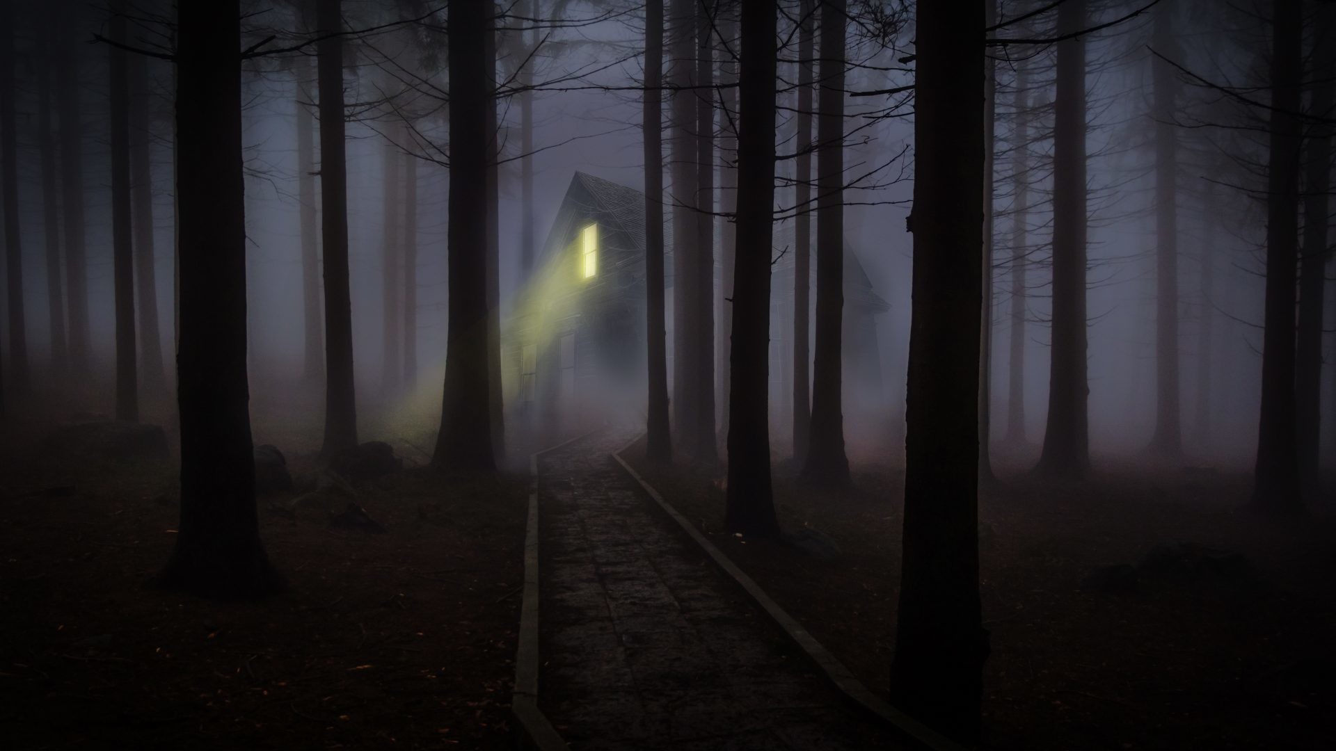 1920x1080 Haunted house in a Dark Forest 5K. Â«Â«