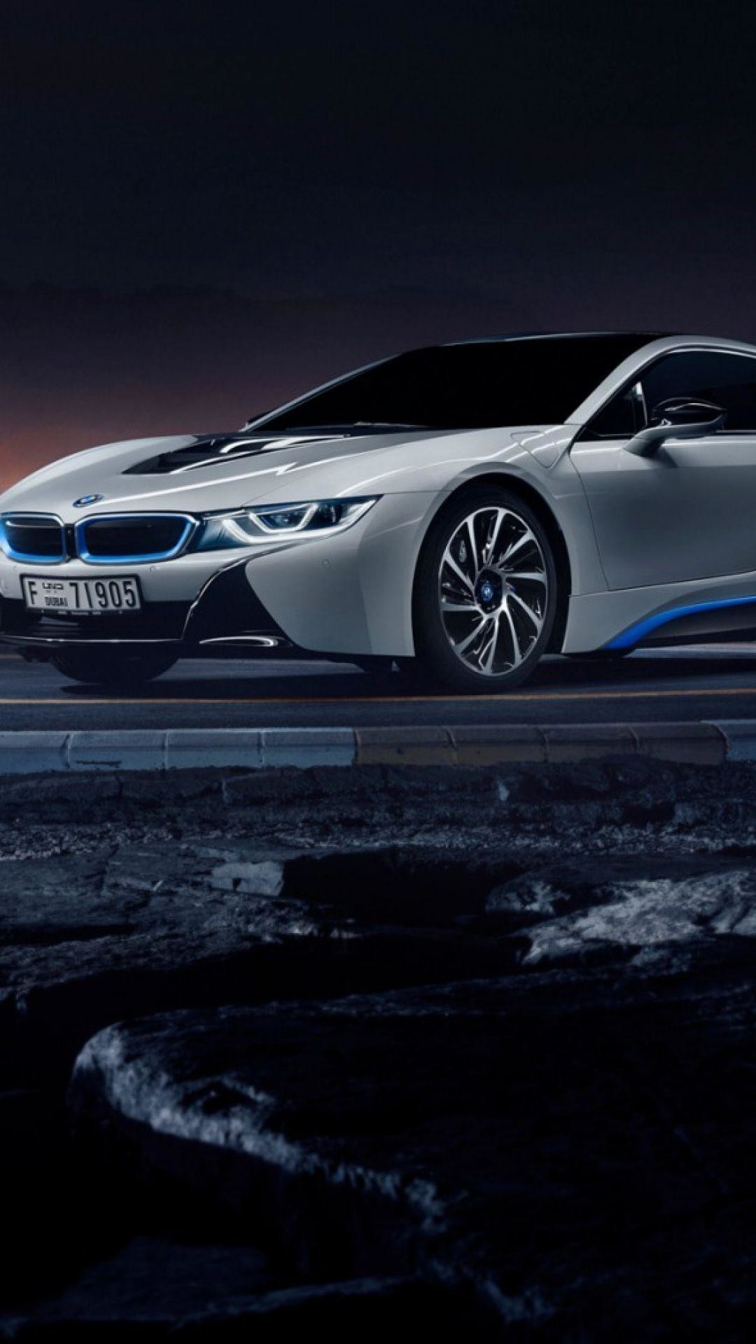 1080x1920 HD Background BMW i8 In White Color Side View Night Wallpapers .
