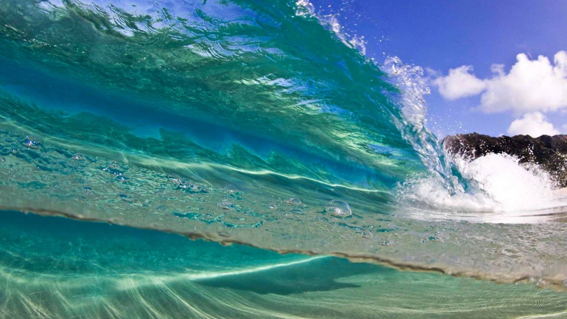 1920x1080 Hawaiian Tag - Aqua Wave Hawaiian Surfer Ocean Curl Polynesia Breakers Tide Island  Islands Sea Blue