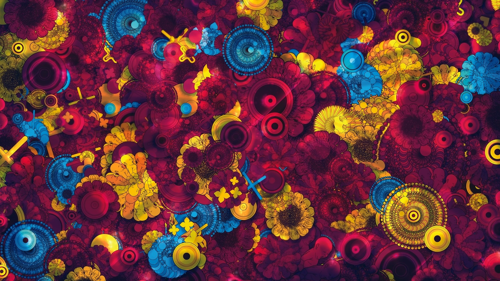 1920x1080  Wallpaper flower, surface, bright, patterns