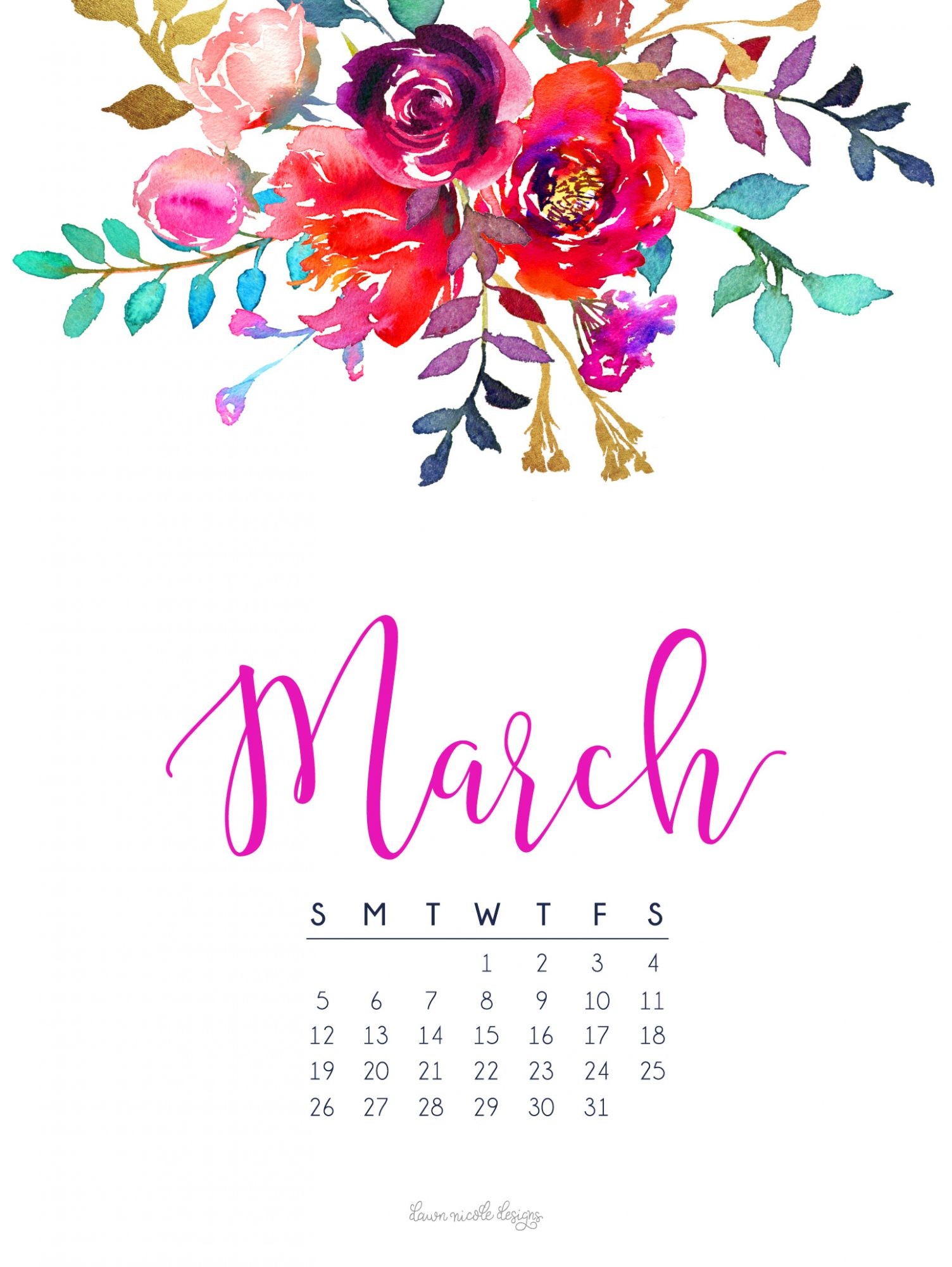 1504x2000 March 2017 Calendar + Tech Pretties