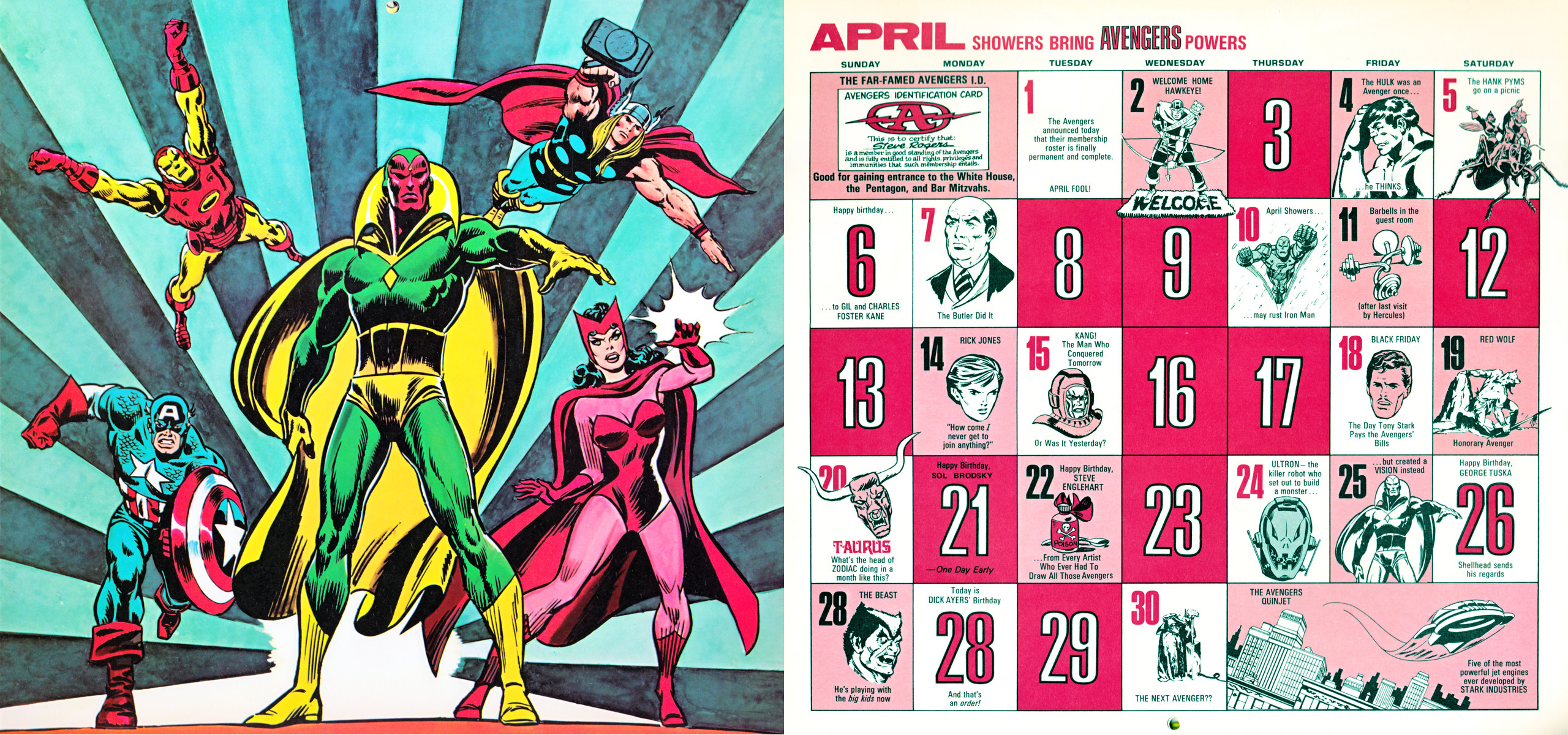 2560x1200 1975 Marvel Comics Calendar - April