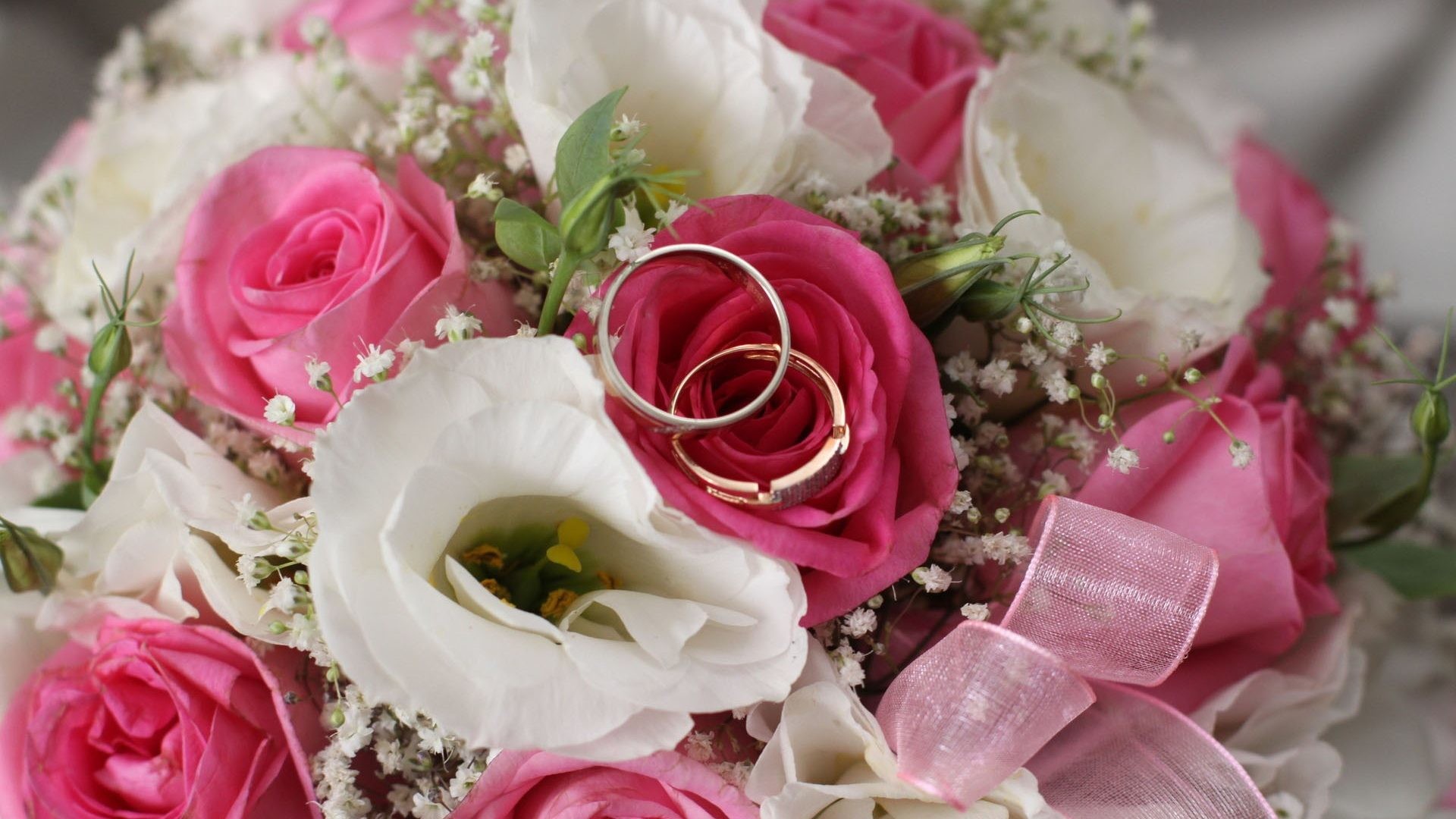 1920x1080 Weding Flowers Ring Roses Pink Wedding Bouquet Rose Holidays 1080p  Wallpaper - 1920x1200