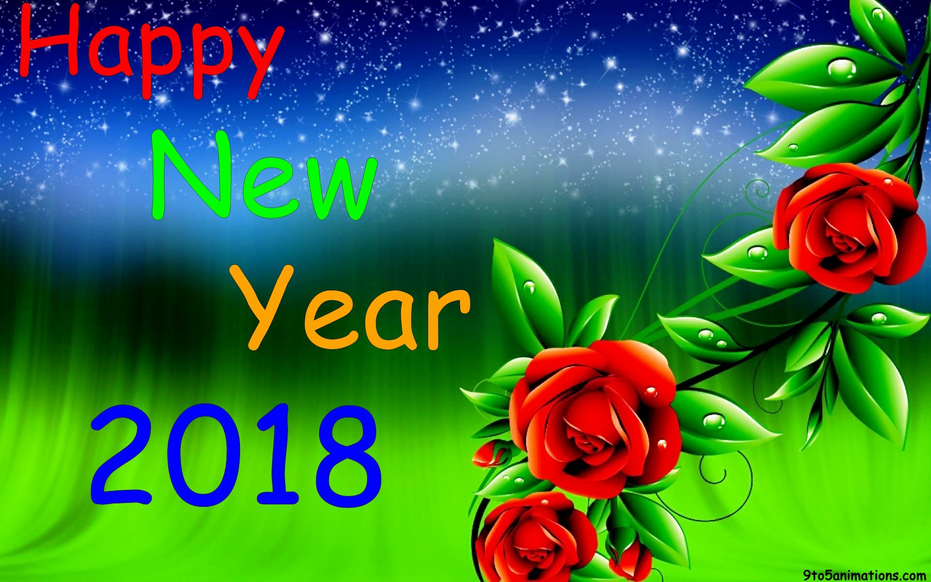 1920x1200 Happy new year 2018 floral backgrounds for desktop