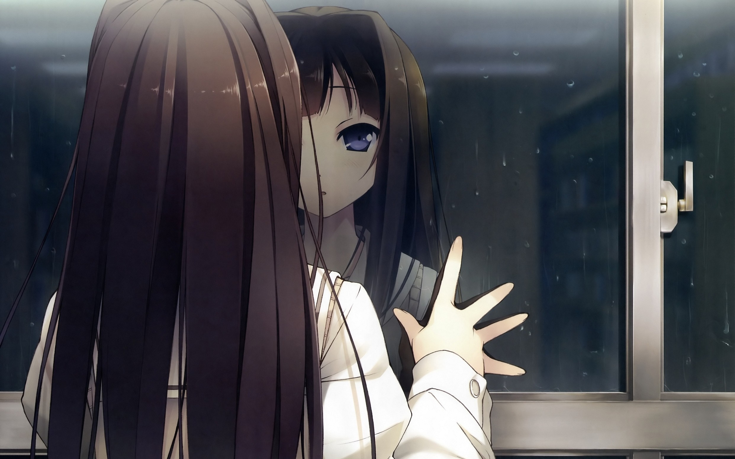 2483x1552 Girl Window Reflection Drop Rain Look Greatest 3d Anime Wallpaper