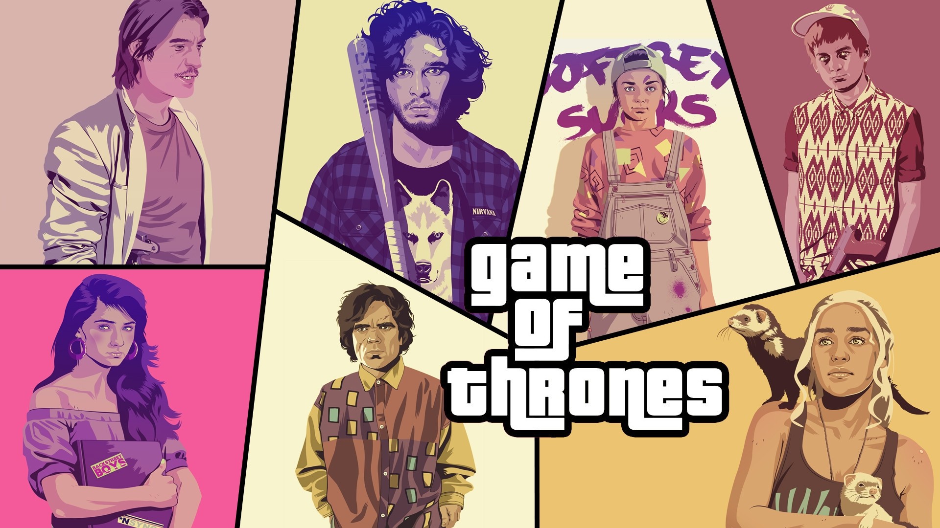 1920x1080 Game of Thrones, GTA styled Game of Thrones with 80s clothes.