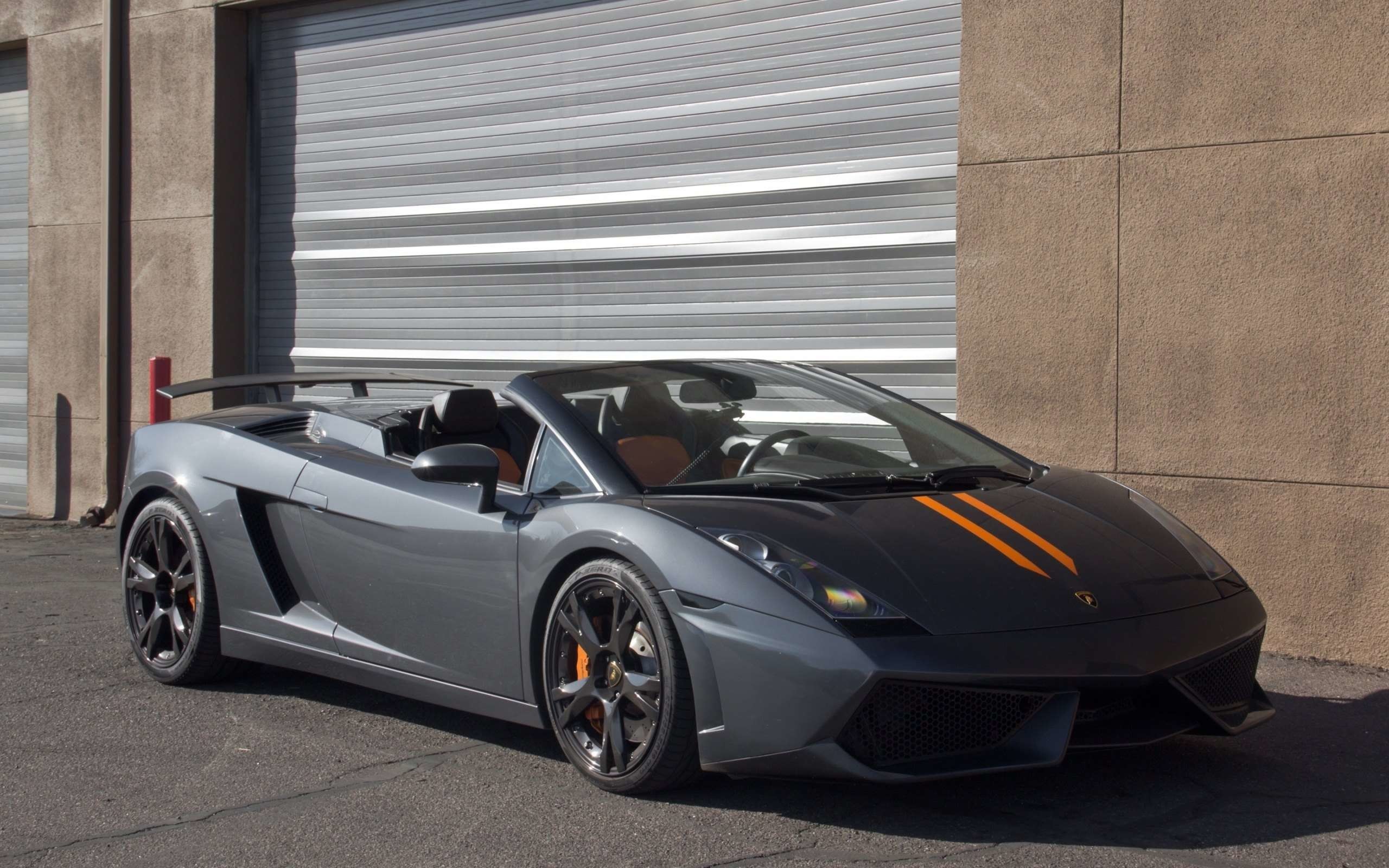 2560x1600 Gray Lamborghini Gallardo with Orange Stripes Wallpaper HD Widescreen  Desktop