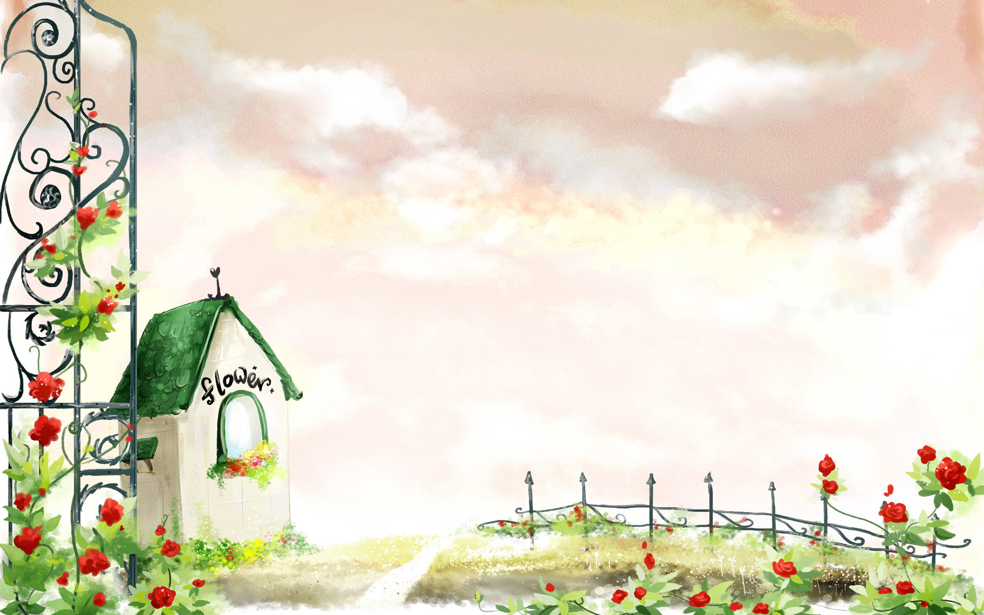 1920x1200 Cute girly drawing background