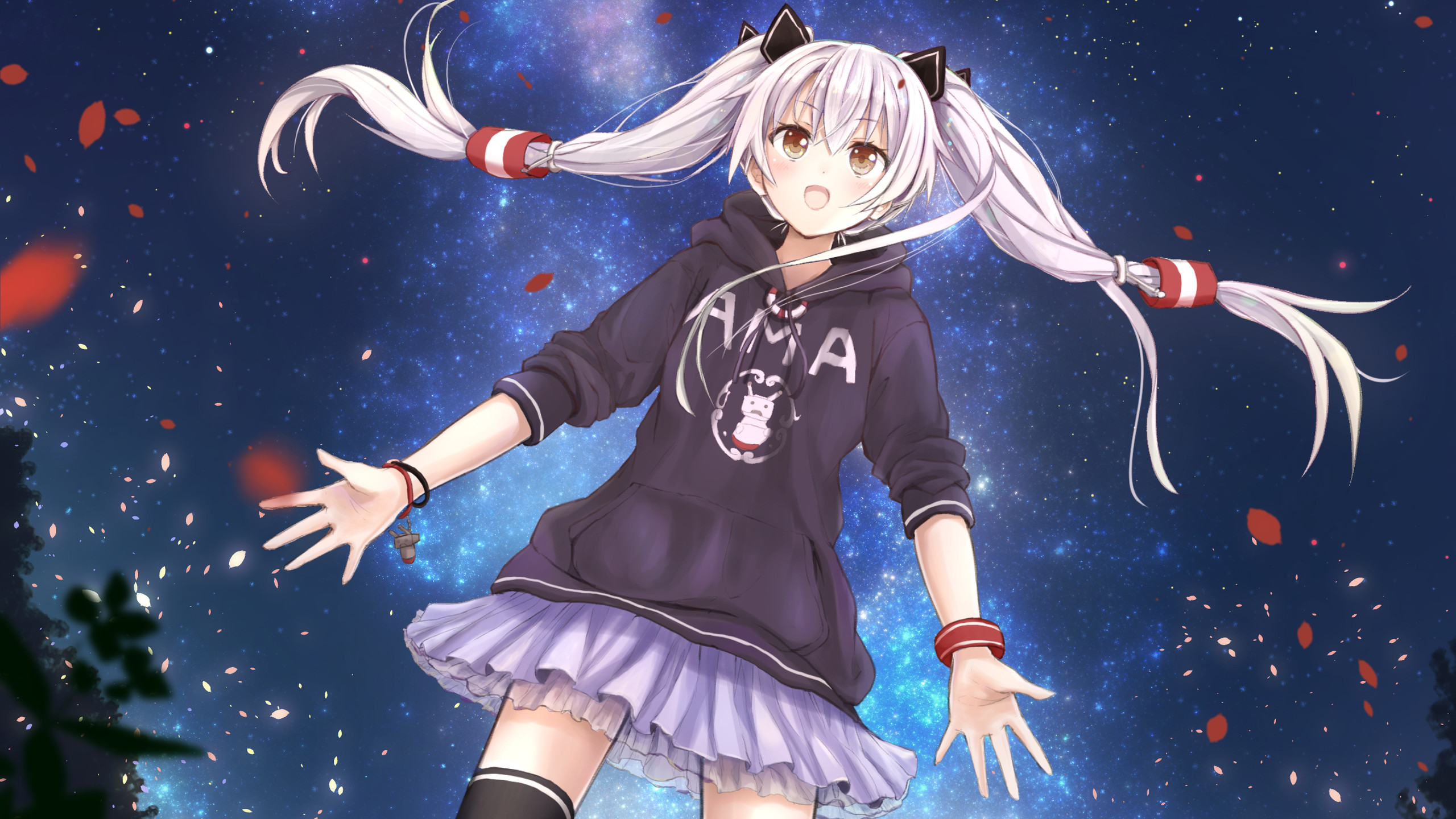 2560x1440 Amatsukaze in casual clothes in front of a starry sky () HD  Wallpaper From