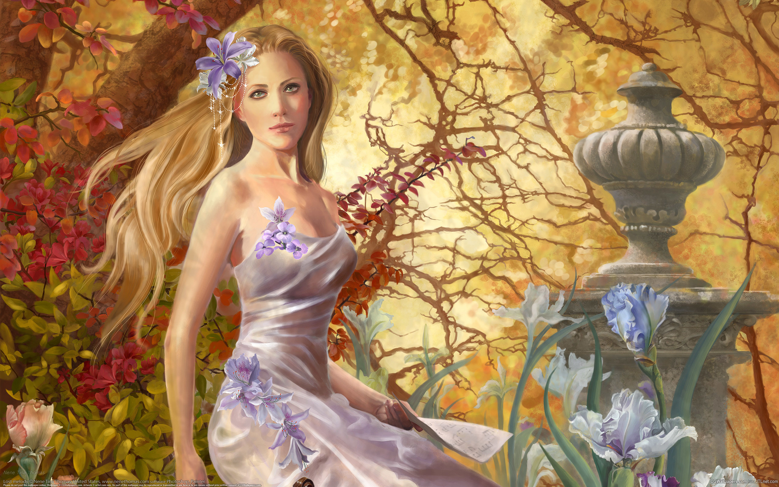 2560x1600 Nene Thomas Wallpaper | Lost Melody, 3d art, autumn, blonde, flower,