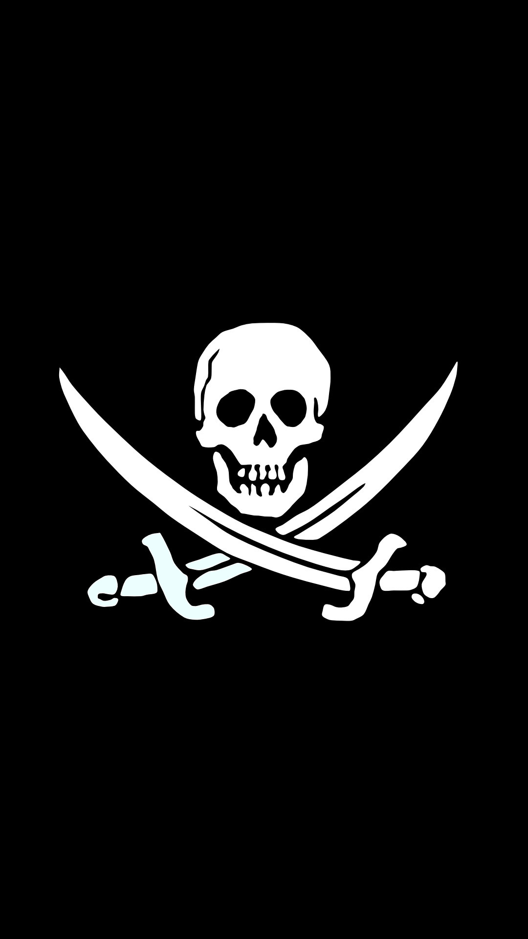 1080x1920 Jolly Roger Pirate Skull Black And White iPhone 6 Plus HD Wallpaper ...