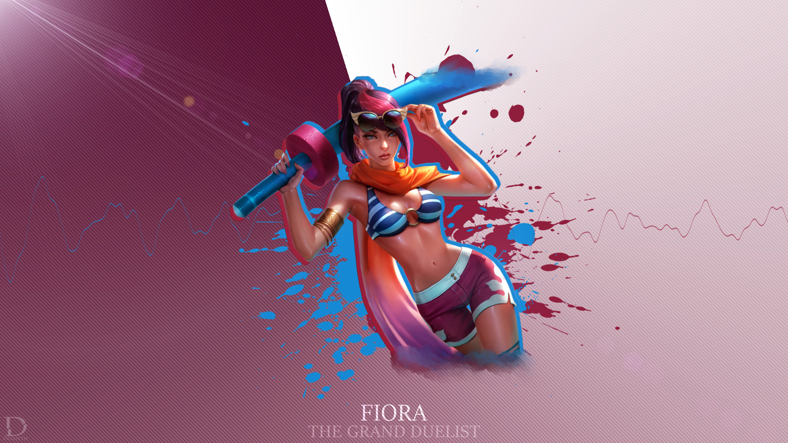 2560x1440 ... Pool Party Fiora - League of Legends Wallpaper by Drazieth