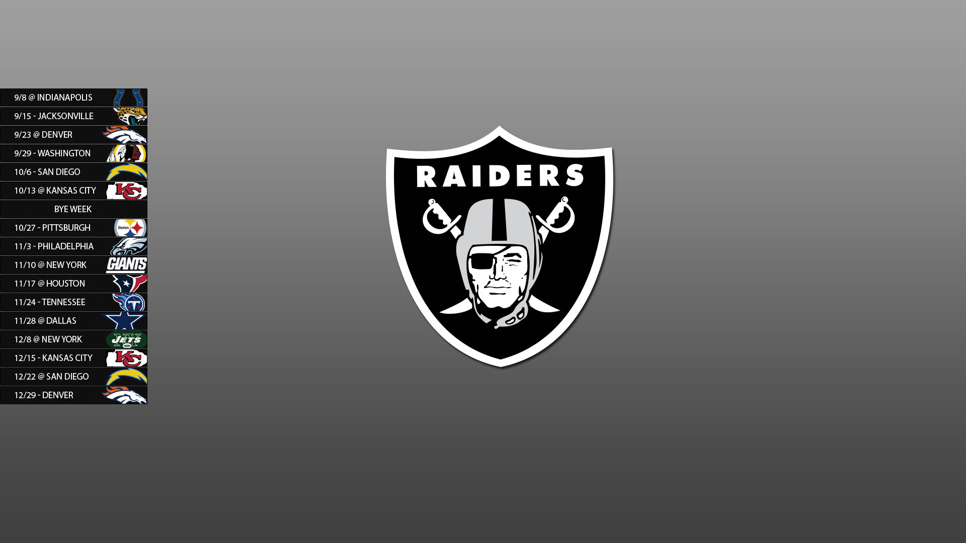 1920x1080 I thought I would share a 2013 Raiders schedule wallpaper I made.