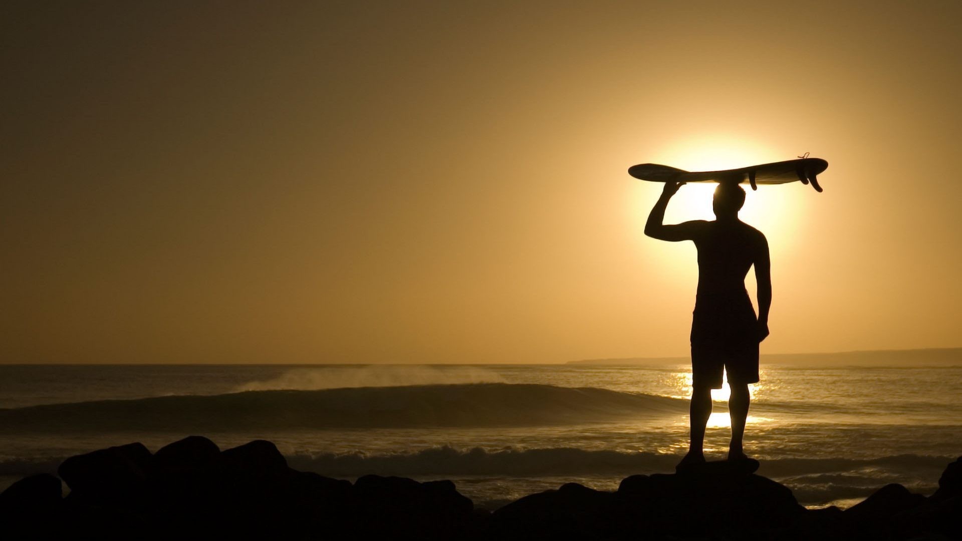 1920x1080 Image for Sunset Surfing HD Wallpaper
