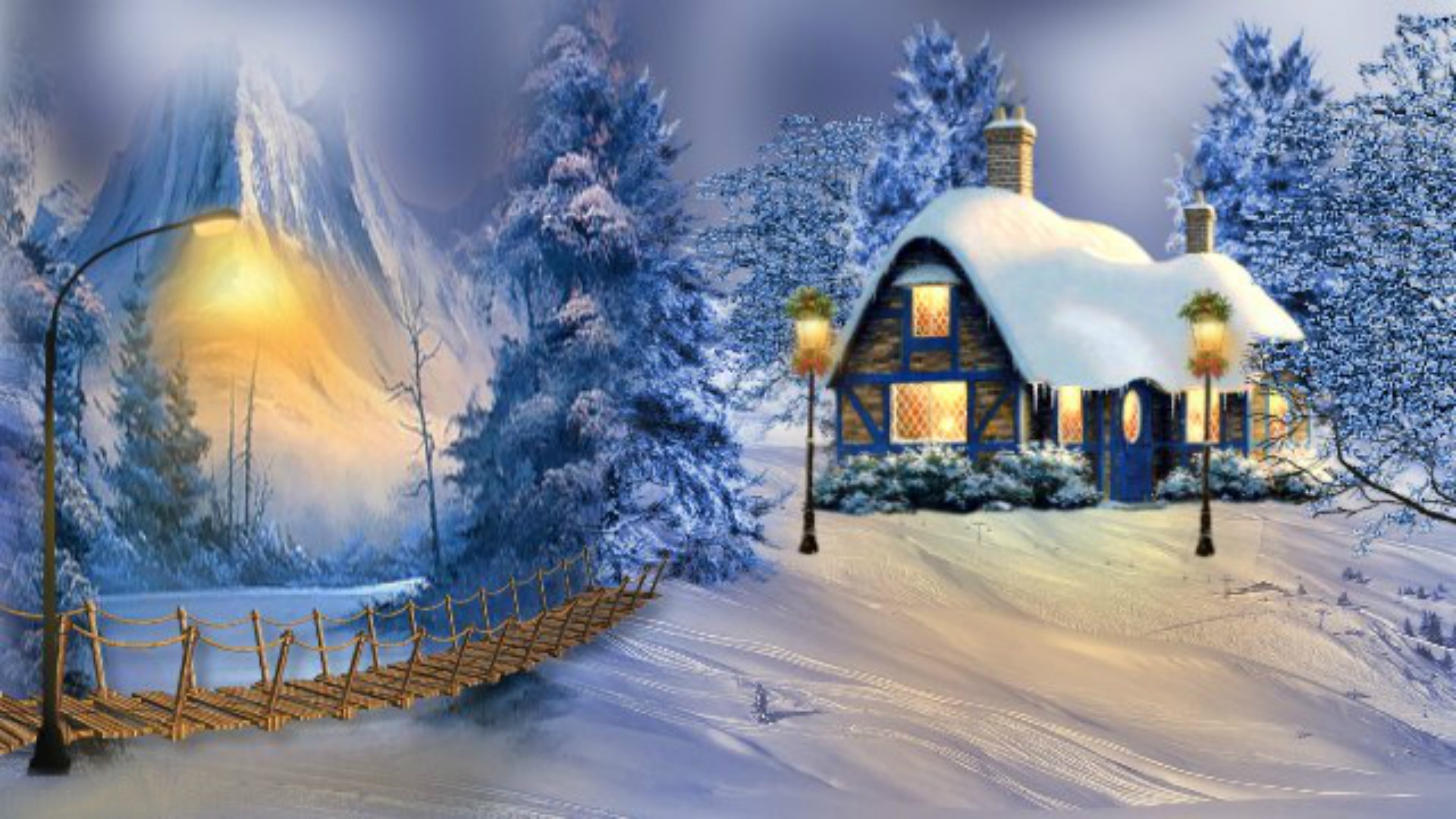 1920x1080 Winter Holidays House Season Greetings Christmas Desktop Backgrounds Night  - 