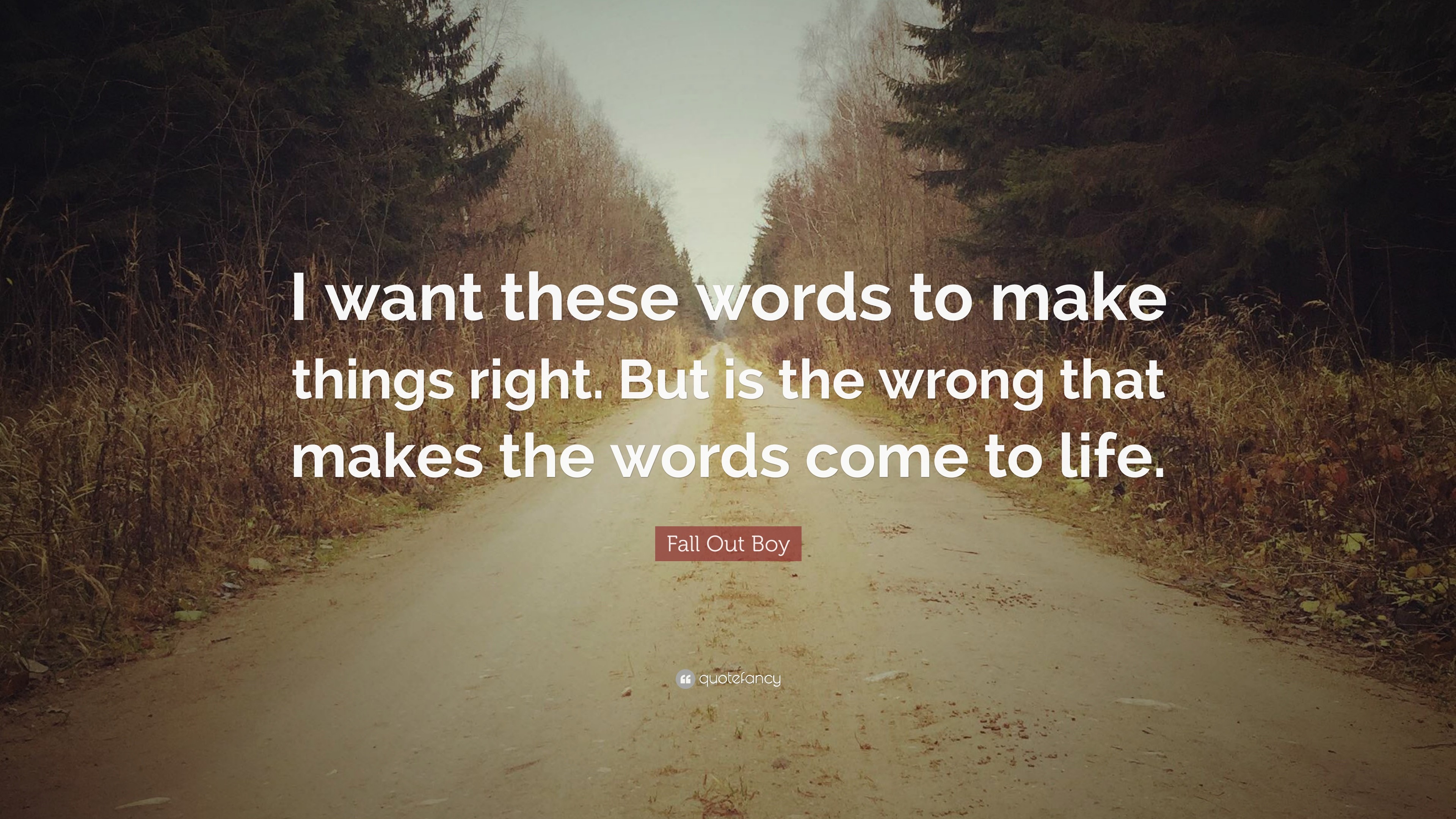 3840x2160 Fall Out Boy Quote: “I want these words to make things right. But