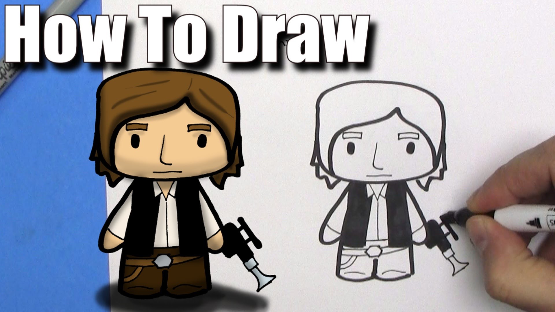1920x1080 How To Draw a Cute Cartoon Han Solo - EASY Chibi - Step By Step - Kawaii -  YouTube
