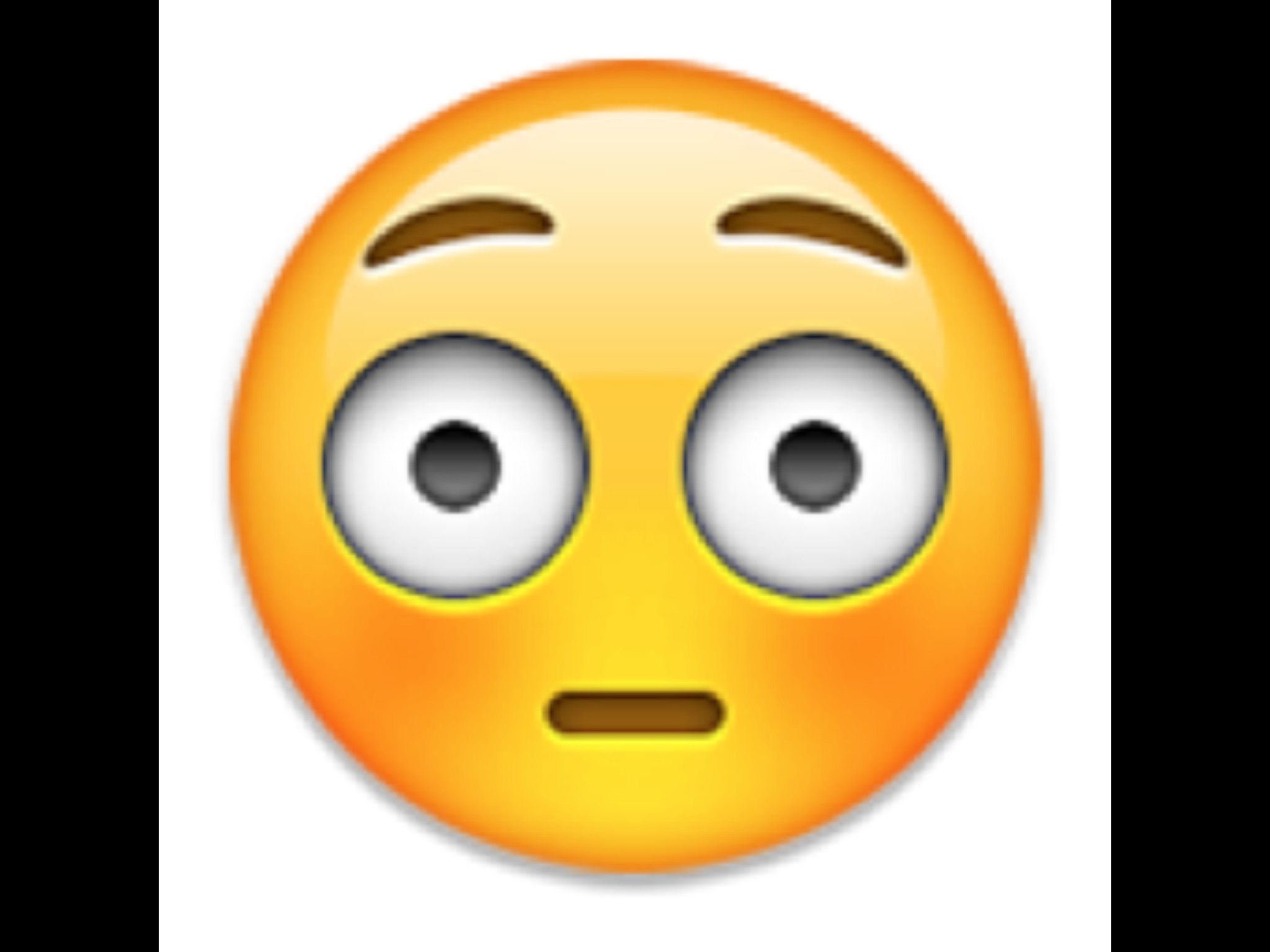 2048x1536 A face with wide open eyes and pupils, blushing cheeks, small closed mouth  and eyebrows. This Emoji is embarrassment.