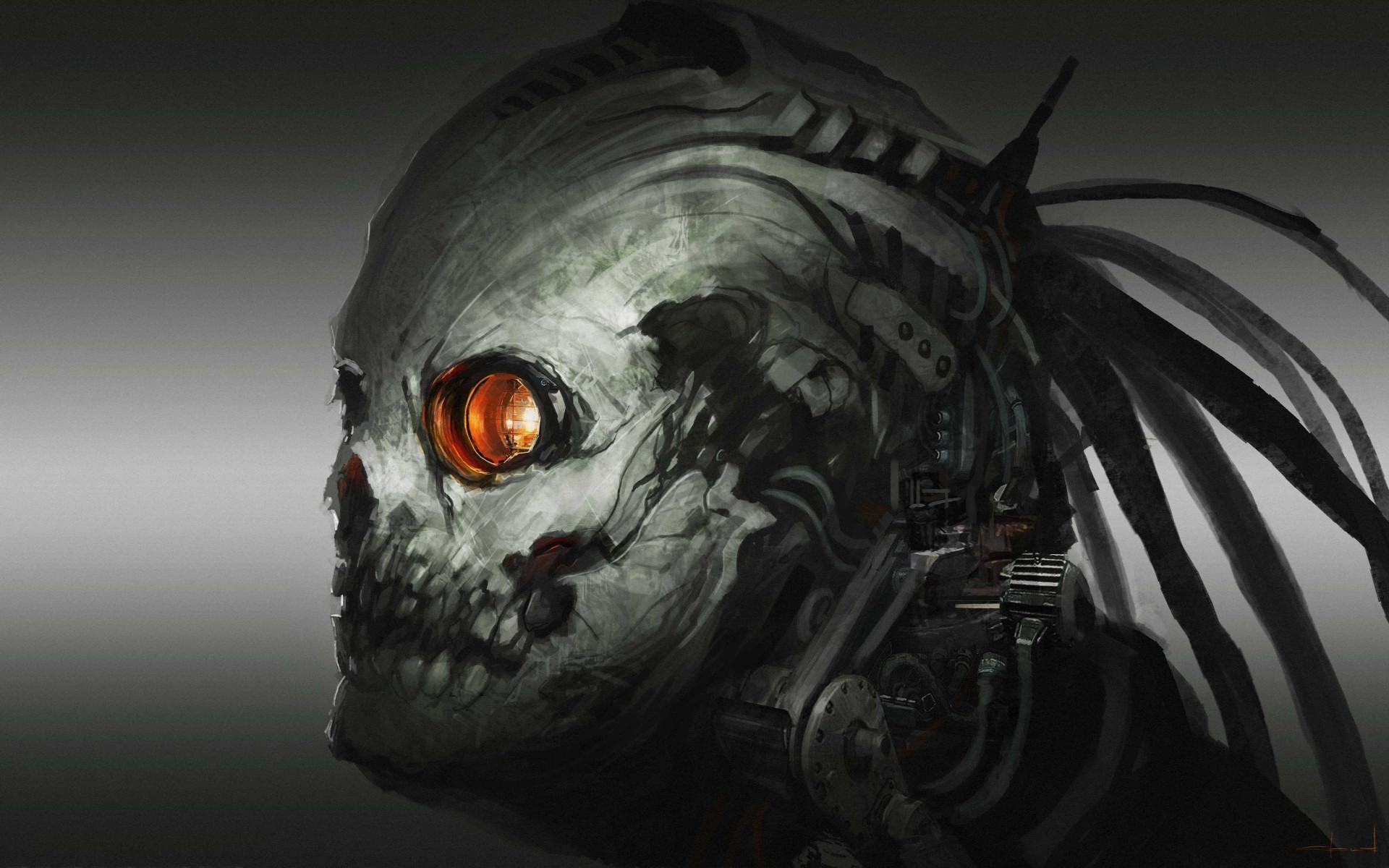 1920x1200 Dark horror evil sci fi skull art cyborg robot wallpaper |  |  29420 | WallpaperUP