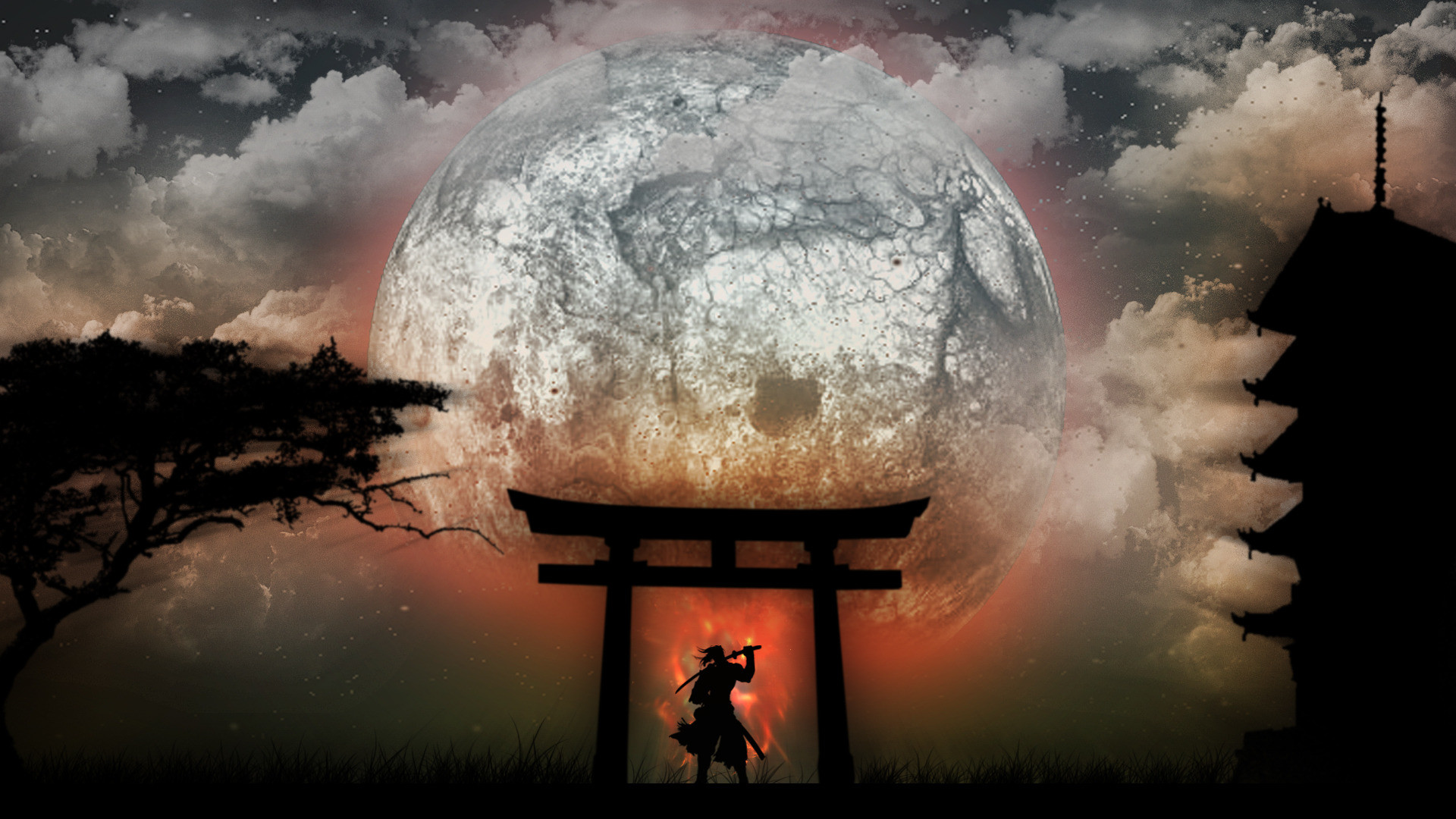 1920x1080 Night samurai HD Wallpaper 
