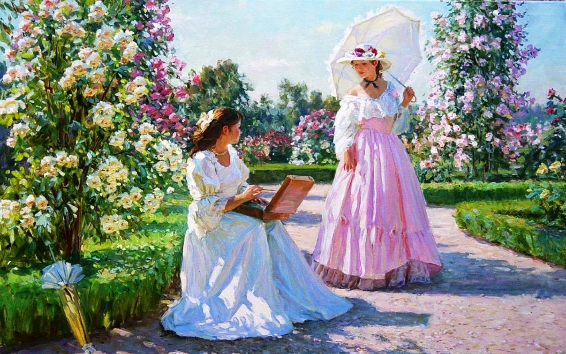 1920x1200 Image: Women & Beautiful Rose Garden wallpapers and stock photos. Â«