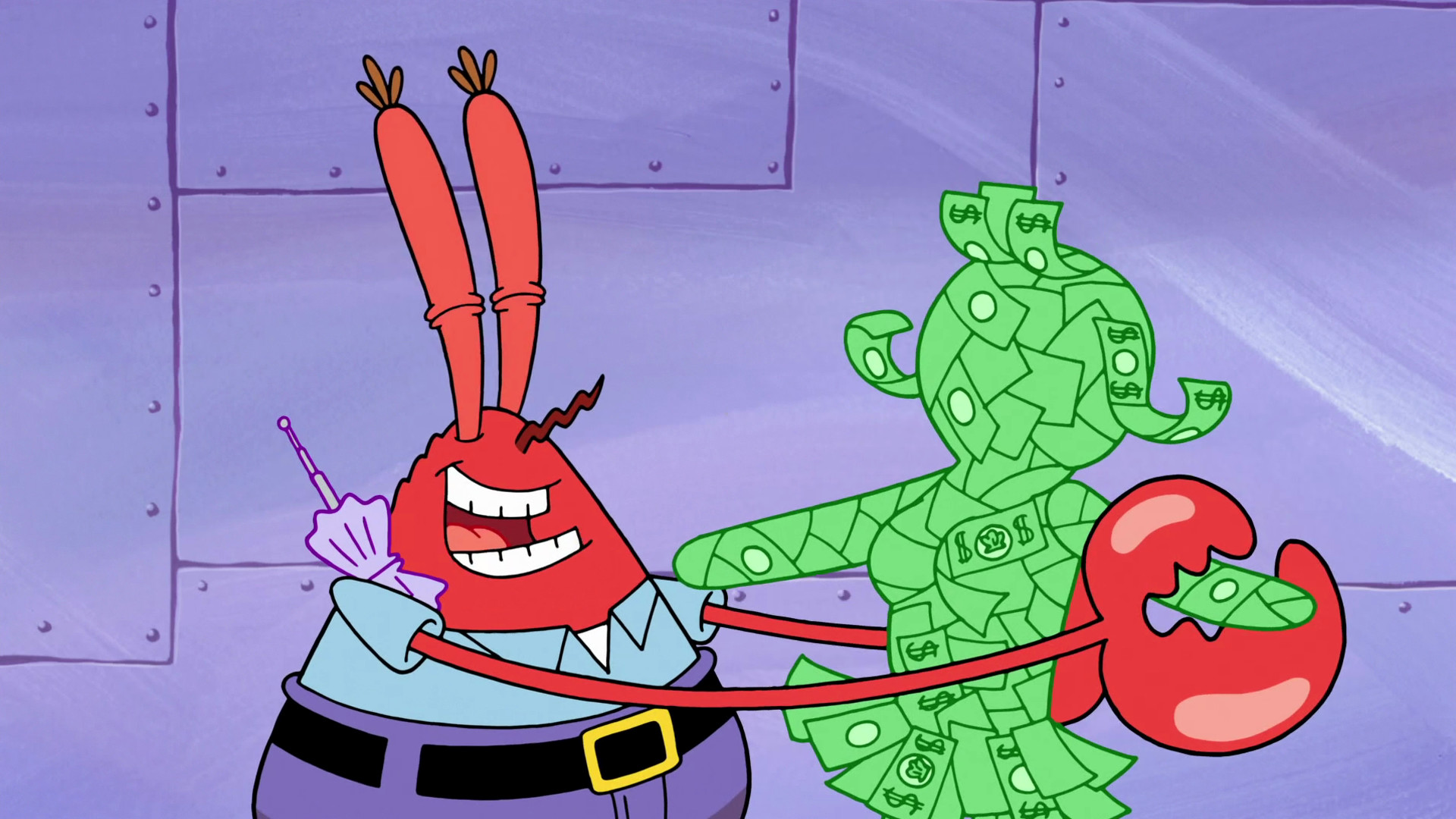 She was Mr. Krab's fake wife while he was crazy in the bank vault. 