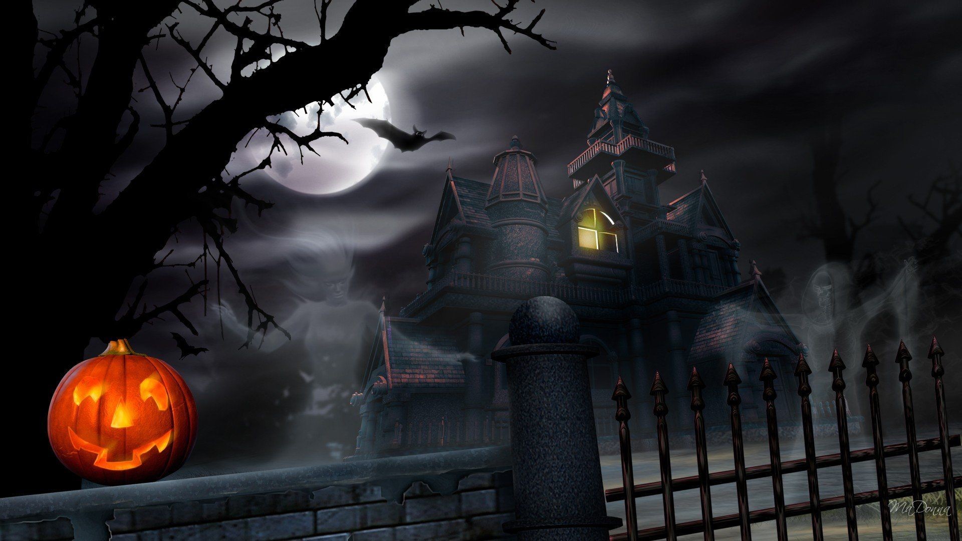 1920x1080 Halloween Haunted House Wallpaper HD