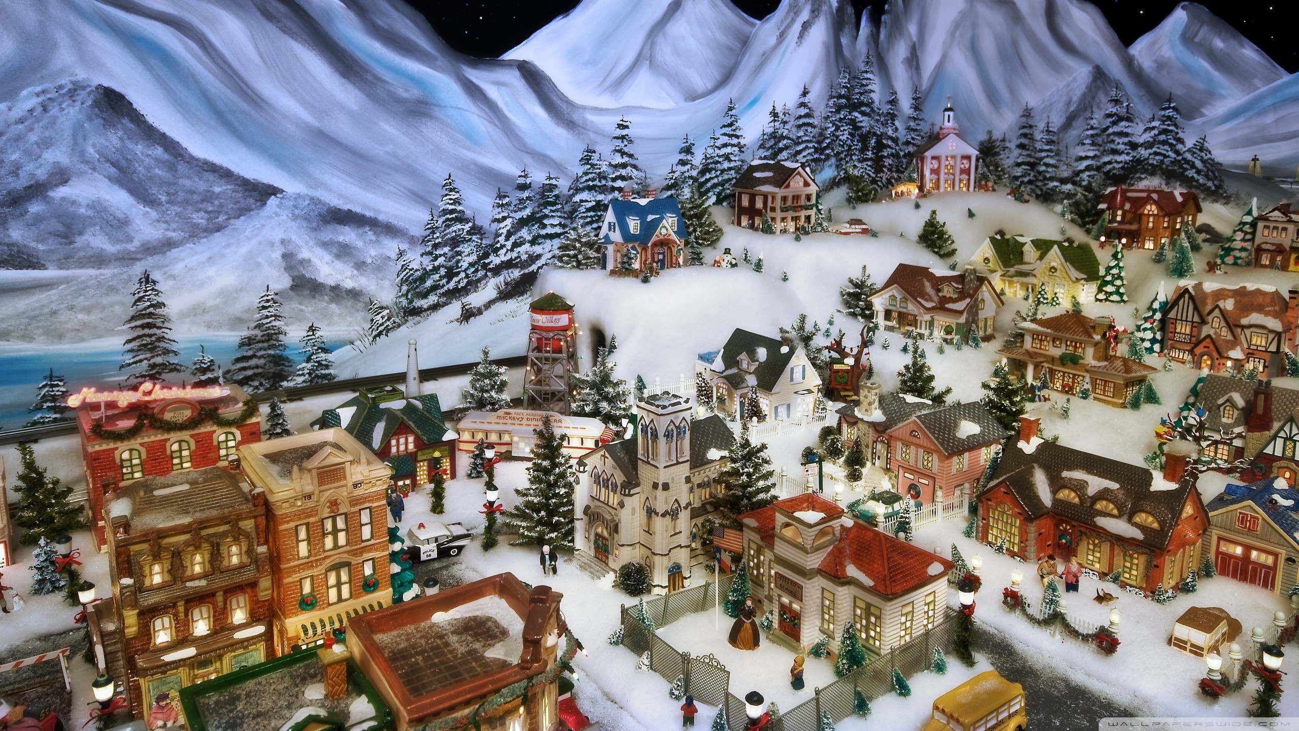 2560x1440 ... Christmas Eve in the Little Village HD desktop wallpaper .