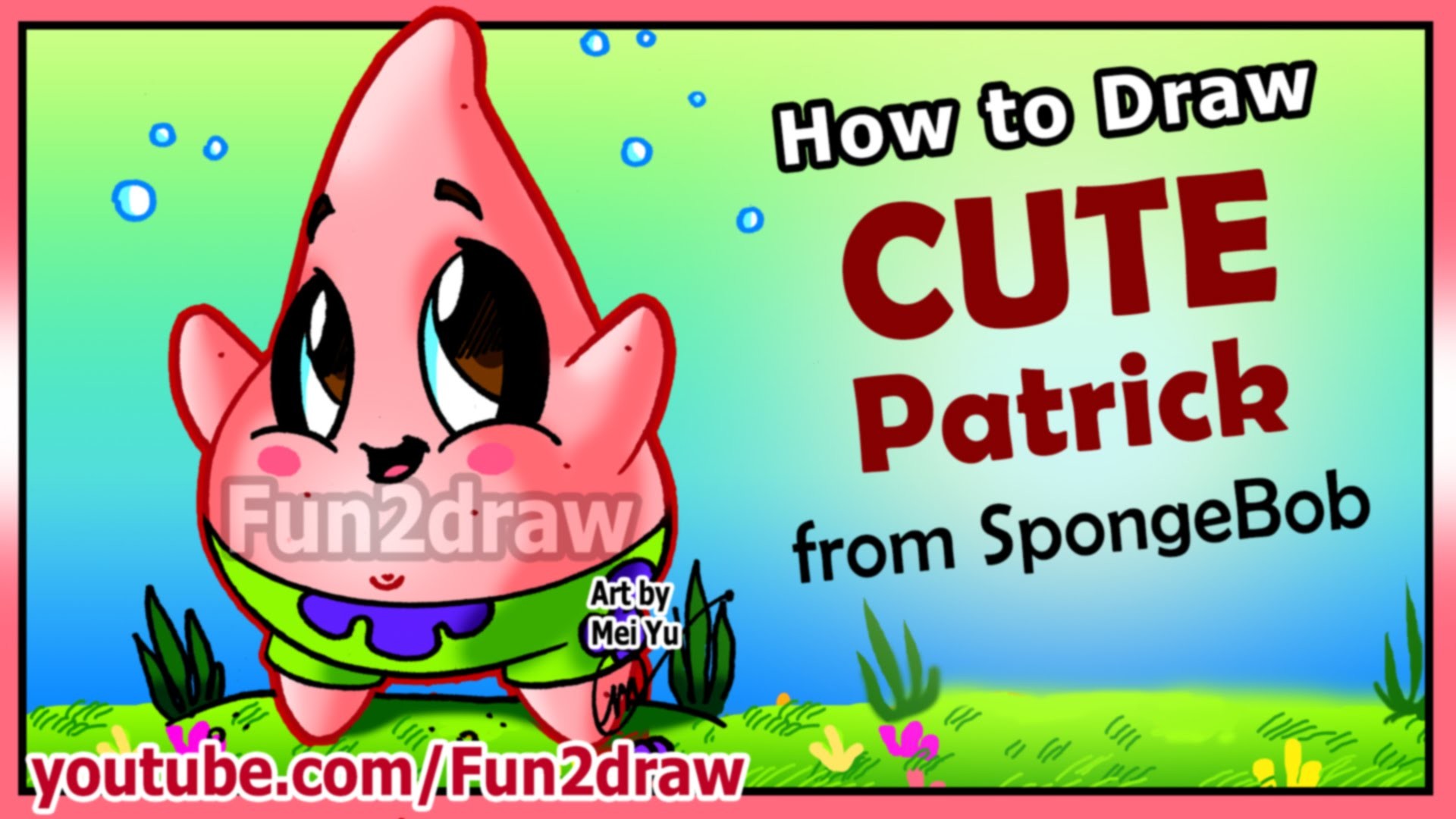 1920x1080 How to Draw Step by Step - CUTE Patrick Star + Funny EXTRA - Spongebob  Cartoons Fun2draw - YouTube