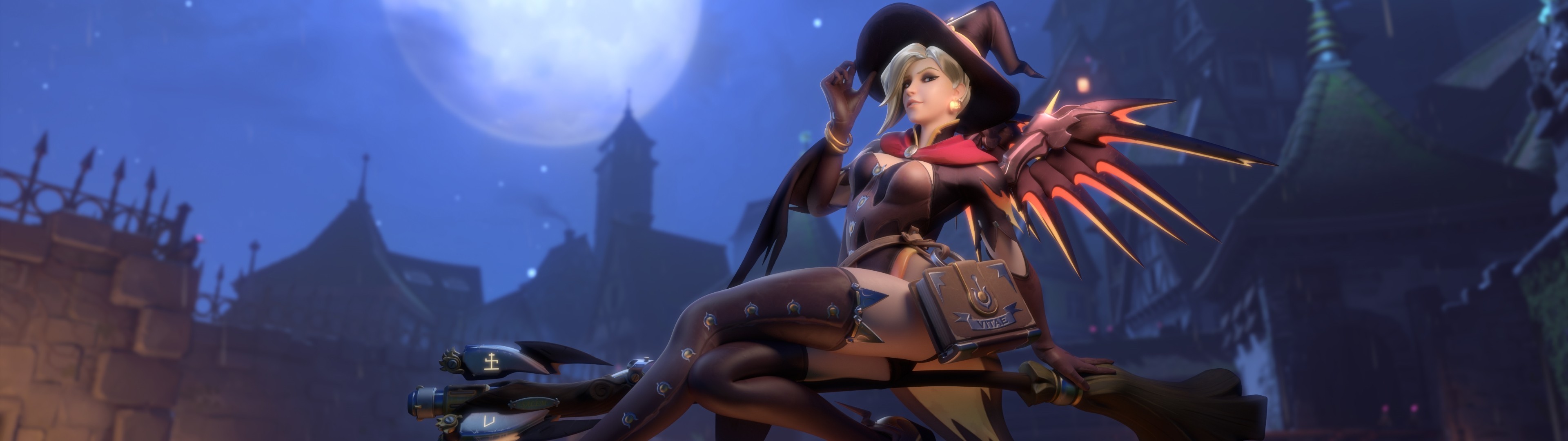 3840x1080 witch, Mercy (Overwatch), Overwatch, Halloween Wallpapers HD / Desktop and  Mobile Backgrounds