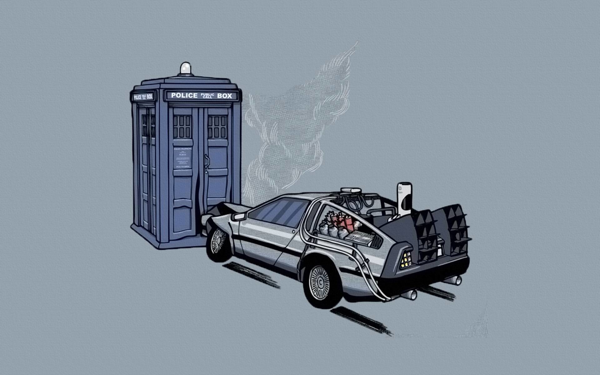 1920x1200 Back To The Future Cars Crossovers Doctor Who TARDIS