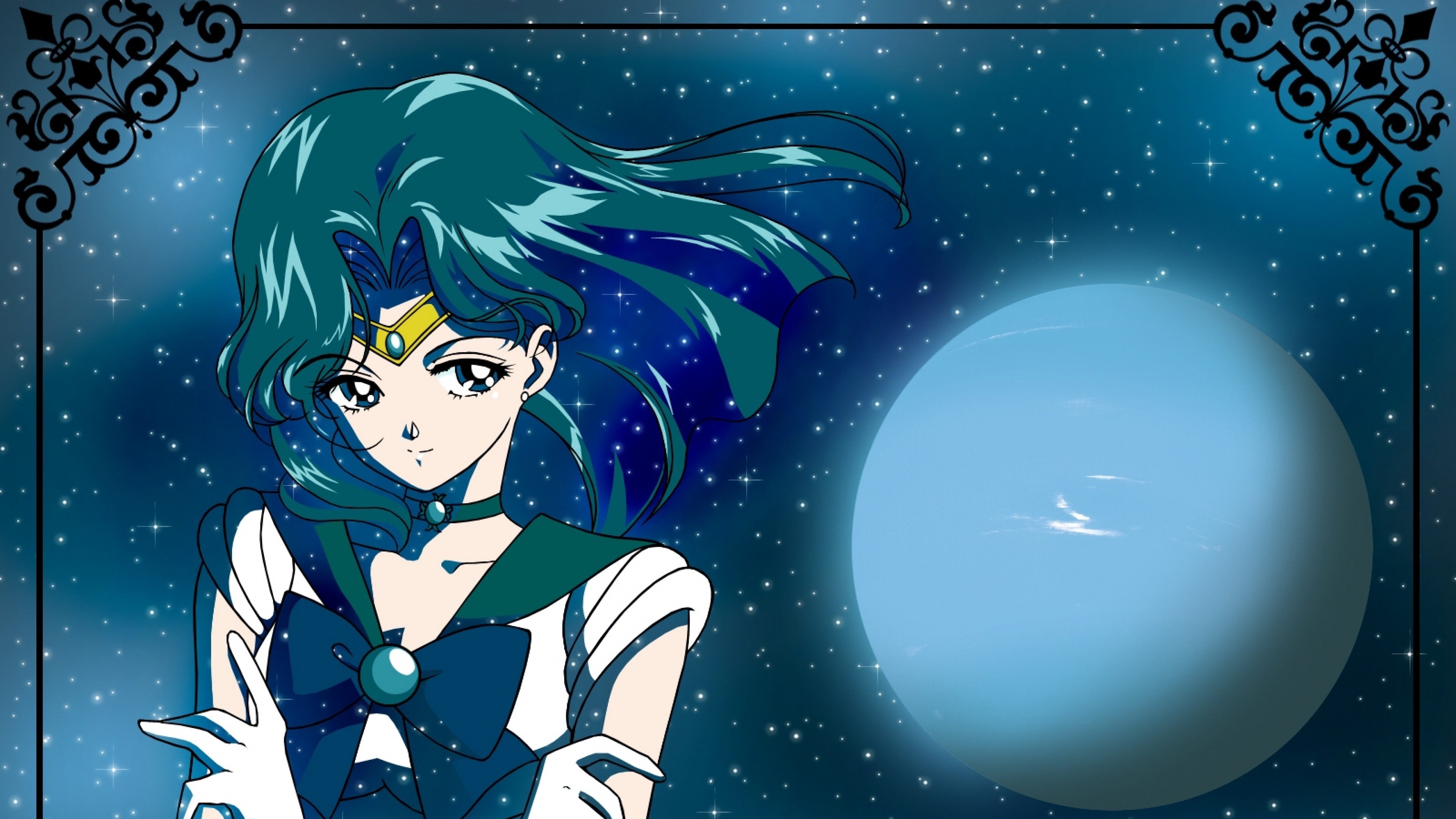3840x2160 Preview wallpaper kaiou michiru, sailor moon, girl, wind, moon 