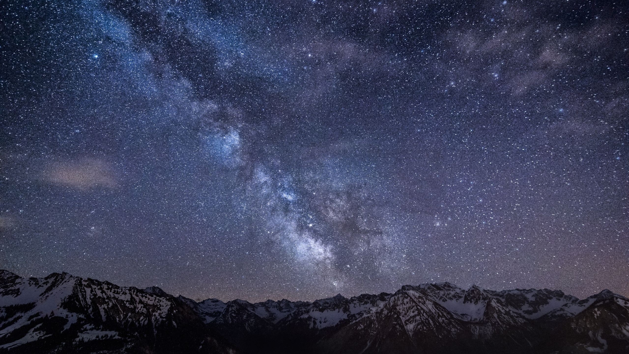 2560x1440  Wallpaper mountains, night, sky, stars