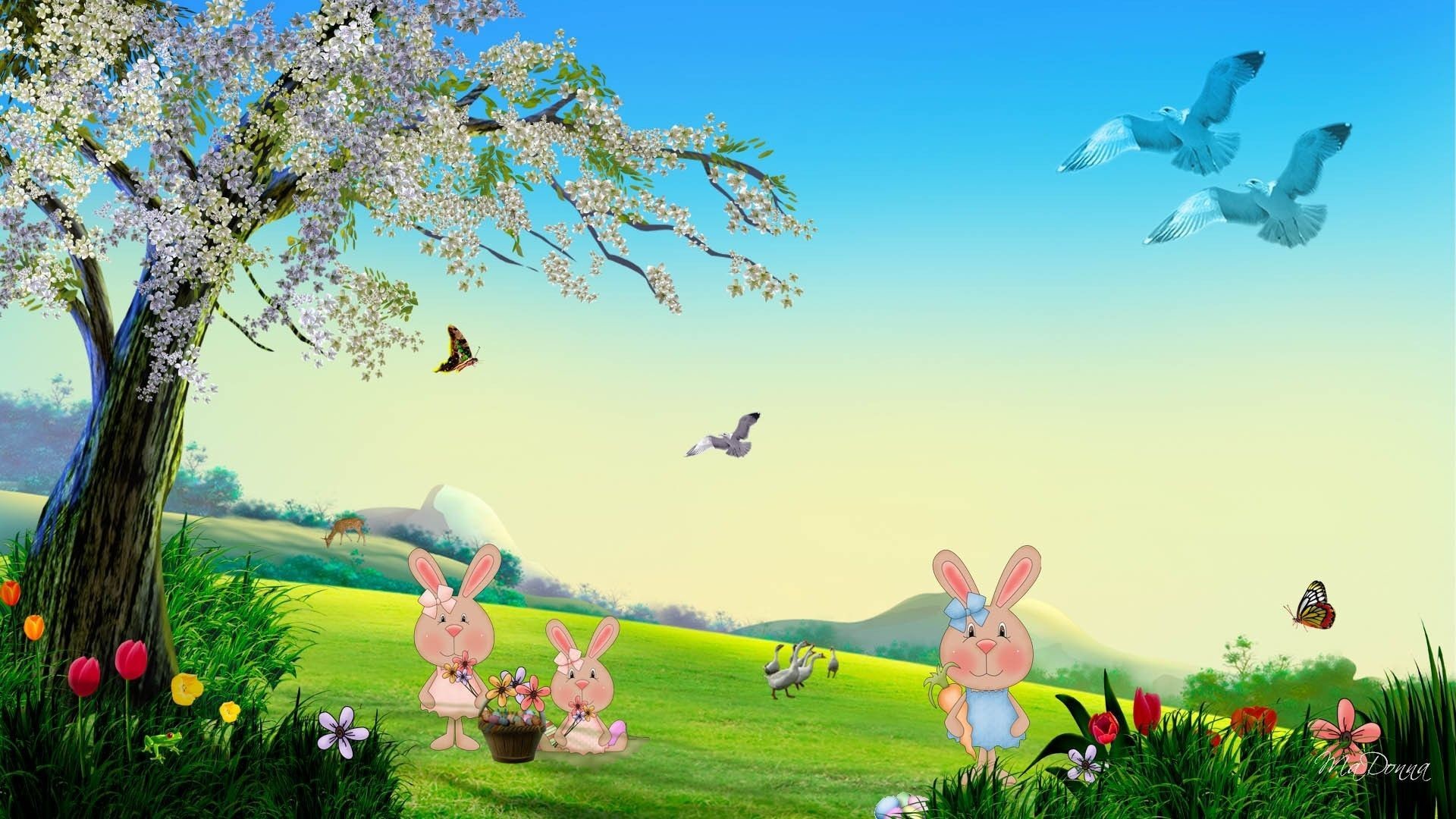 1920x1080 Easter Bunny Backgrounds Free Download.