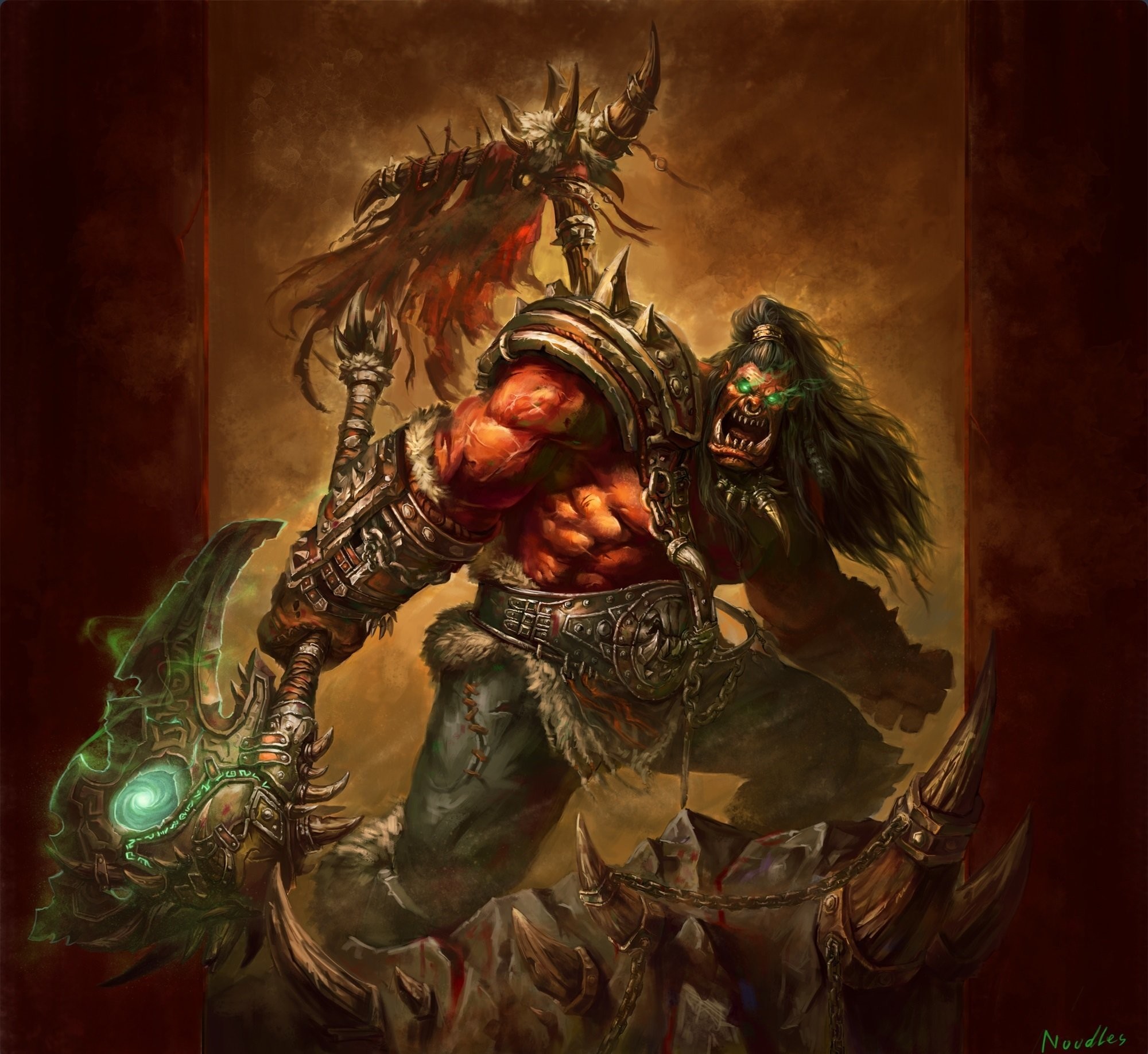 2000x1836 World of WarCraft ( WoW ) Warriors Orc thrall ork Battle axes Games Fantasy  wallpaper |  | 356484 | WallpaperUP