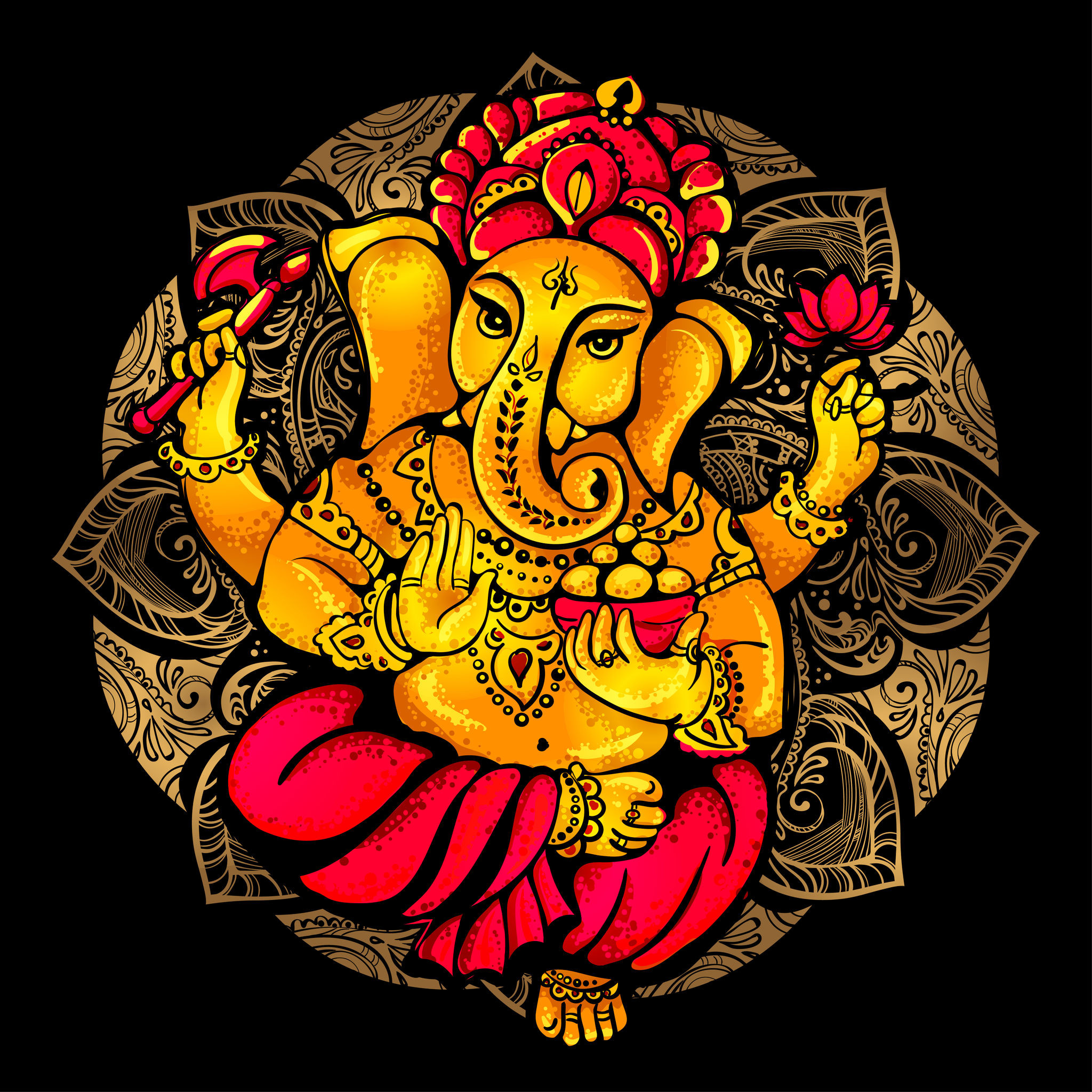 2048x2048 vector isolated image of Hindu lord Ganesh. It is used for postcards,  prints, textiles, tattoo - buy this stock vector on Shutterstock & find  other images.