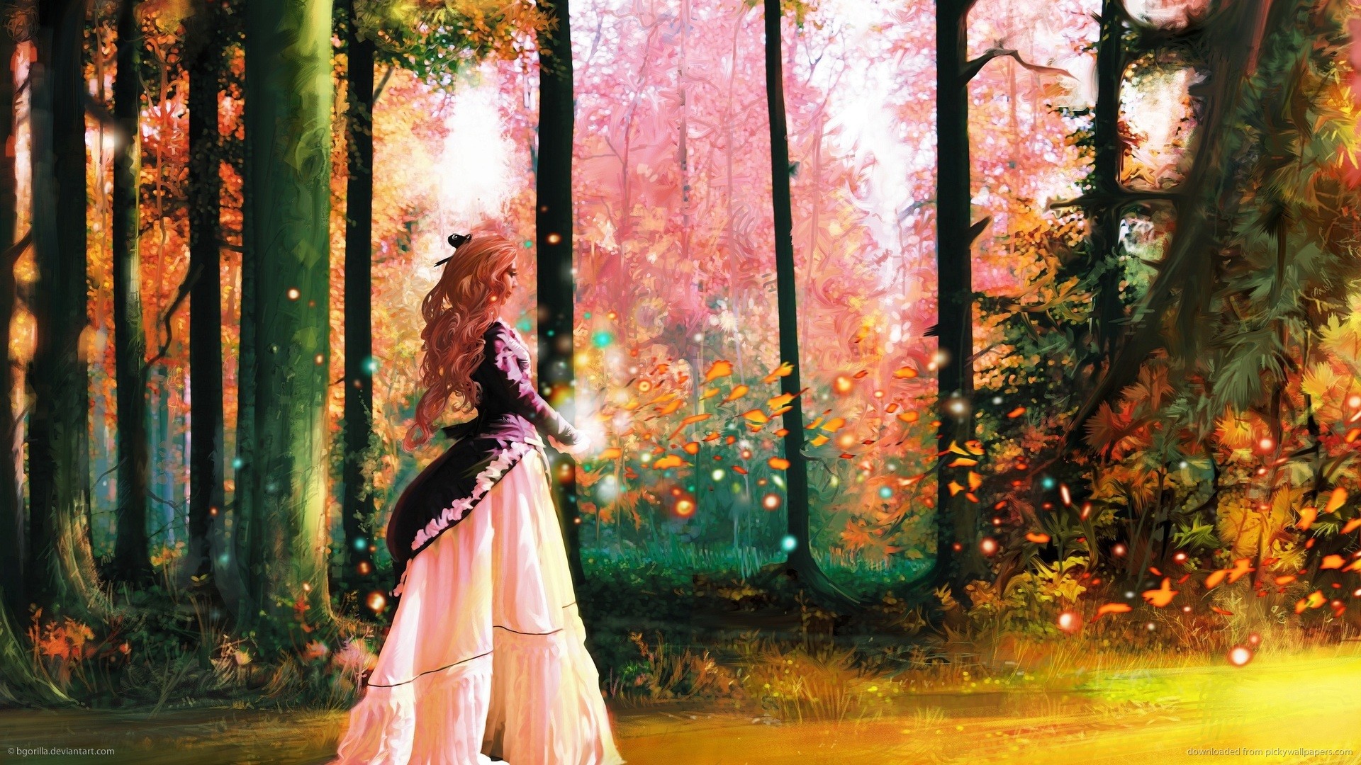 1920x1080 Autumn Lady for 