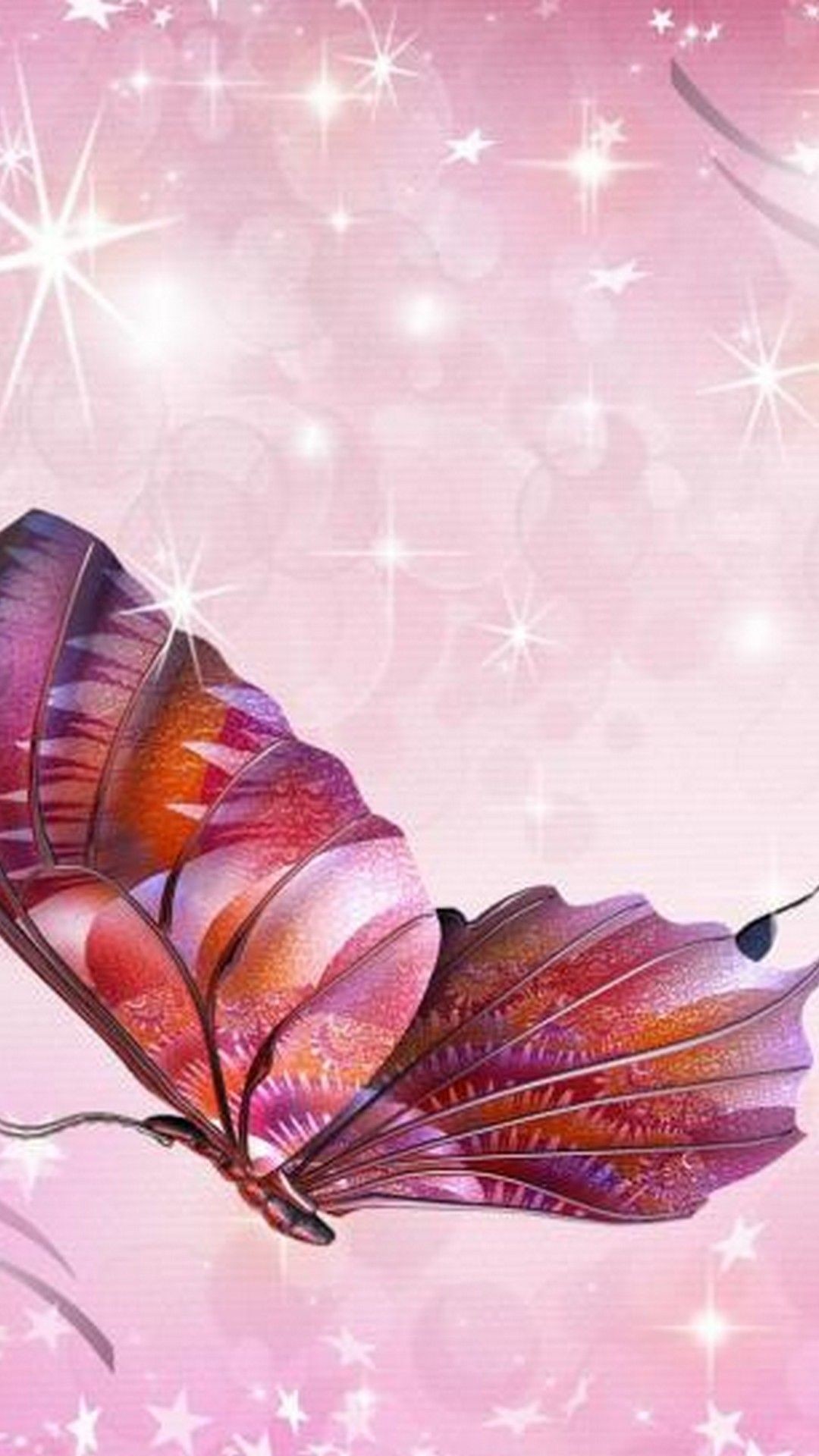 1080x1920 Pink Butterfly Wallpaper For Mobile Android | Best HD Wallpapers