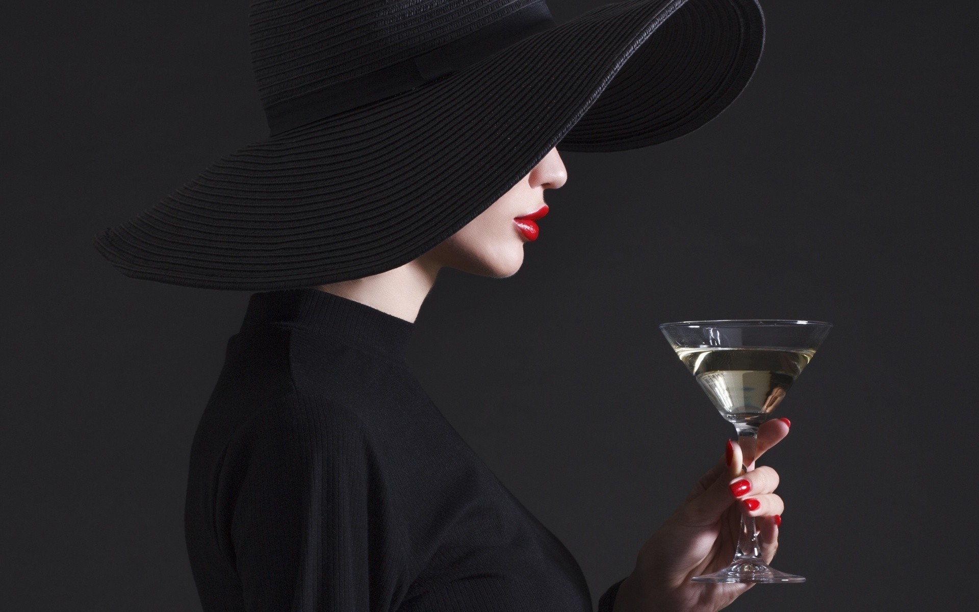 1920x1200  - model, red lipstick, black hat, drink # original resolution.  model wallpapers ...