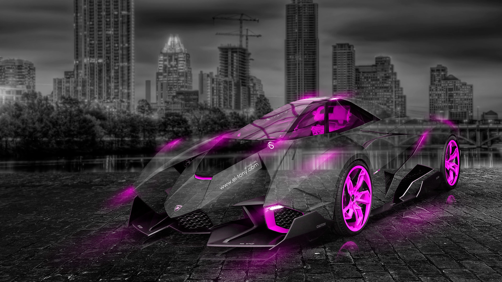 1920x1080 Lamborghini Egoista Crystal City Car 2014 Pink Neon