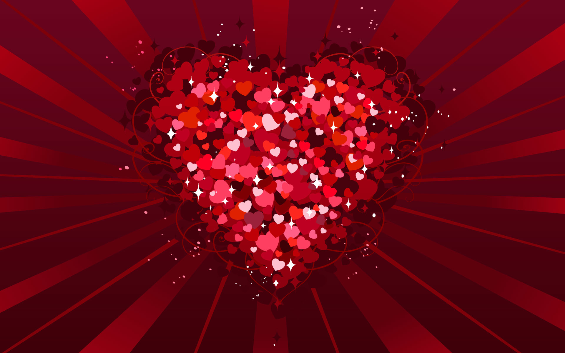 1920x1200 Red Heart of Hearts Vector Illustration