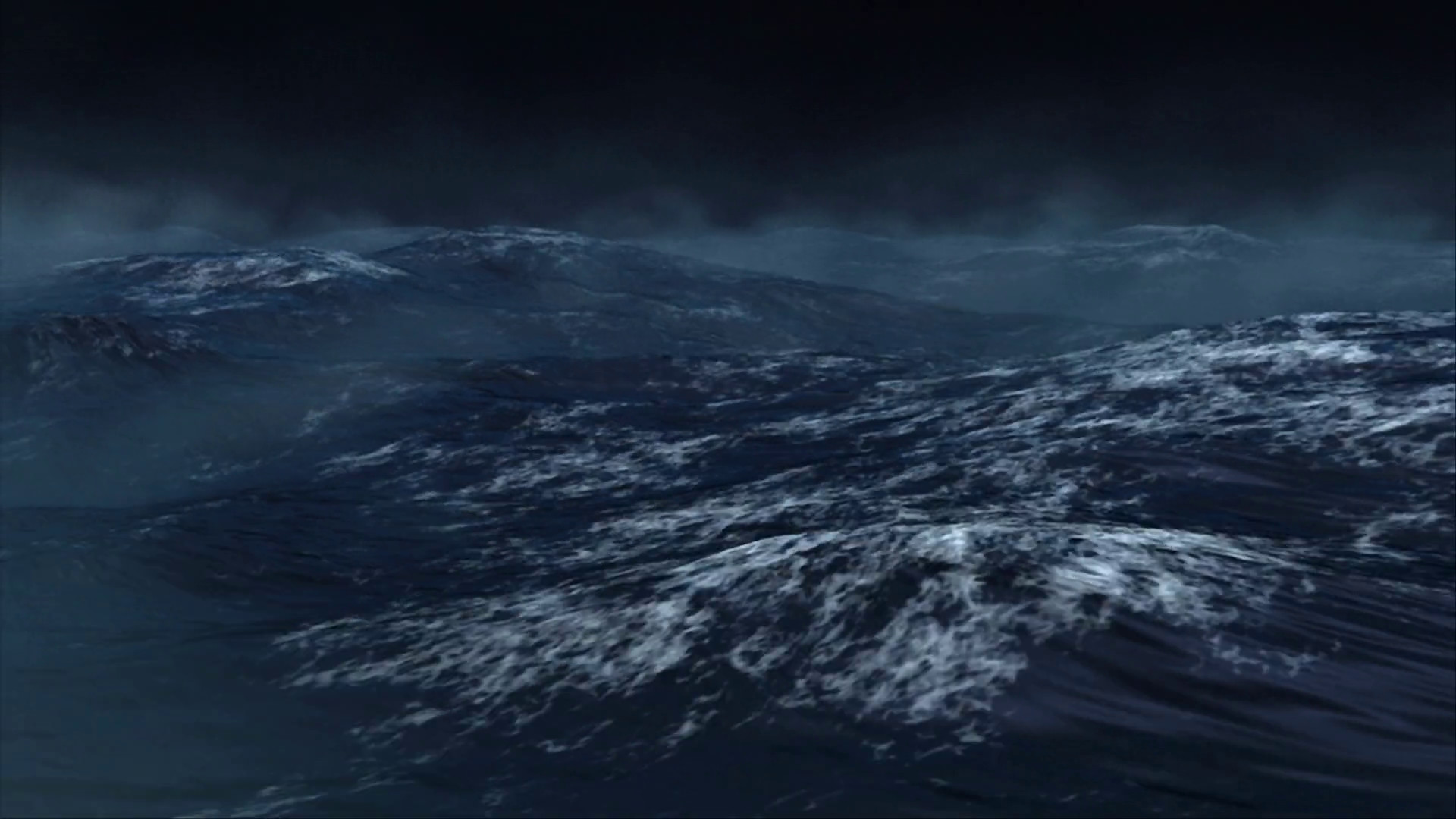 1920x1080 Oceanic 0103: Ocean waves roll in a dark stormy night (Loop). Motion  Background - Storyblocks Video