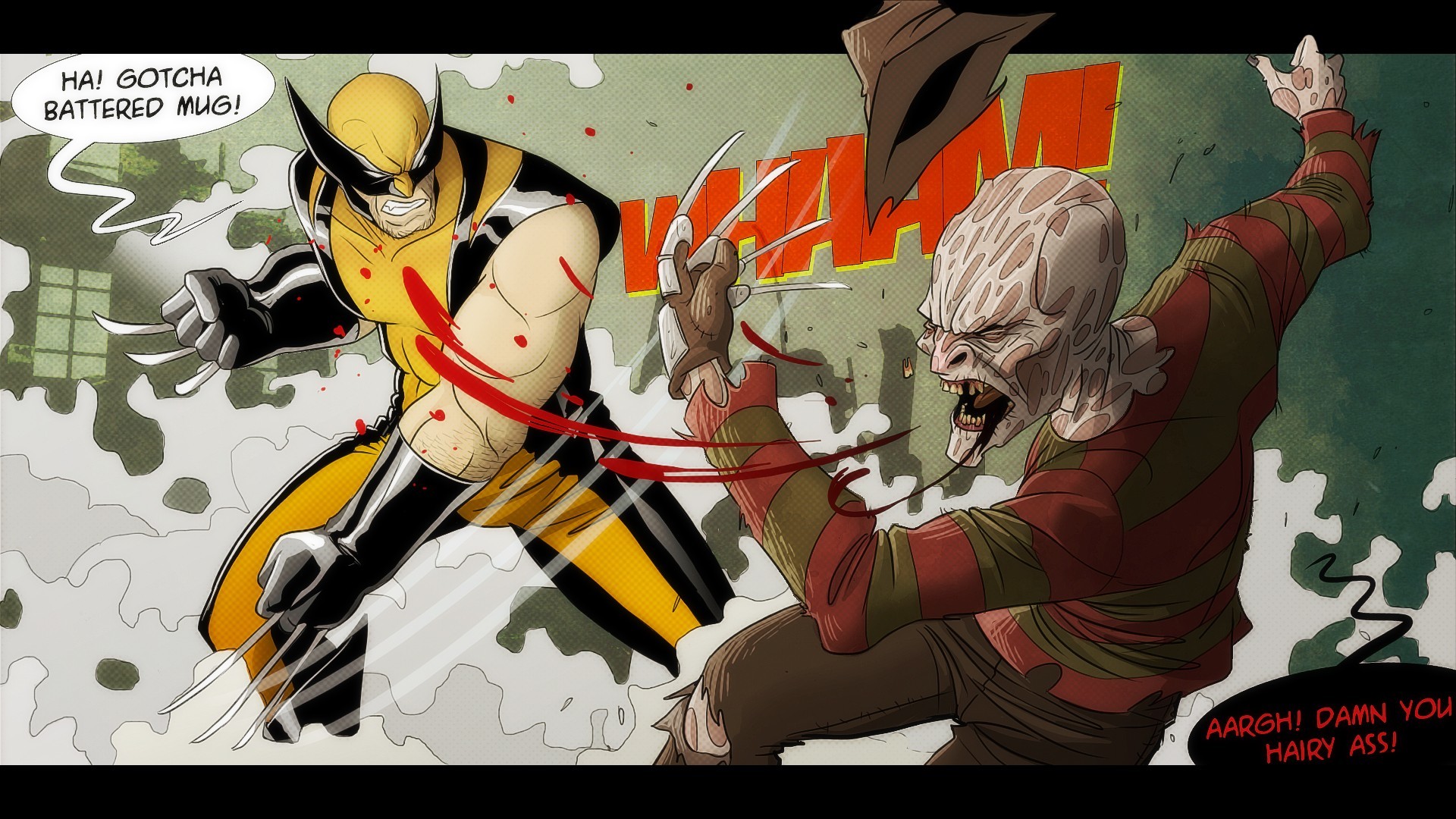 1920x1080 Comics - Wolverine Vs. Freddy Wolverine Freddy Freddy Kruger Wallpaper