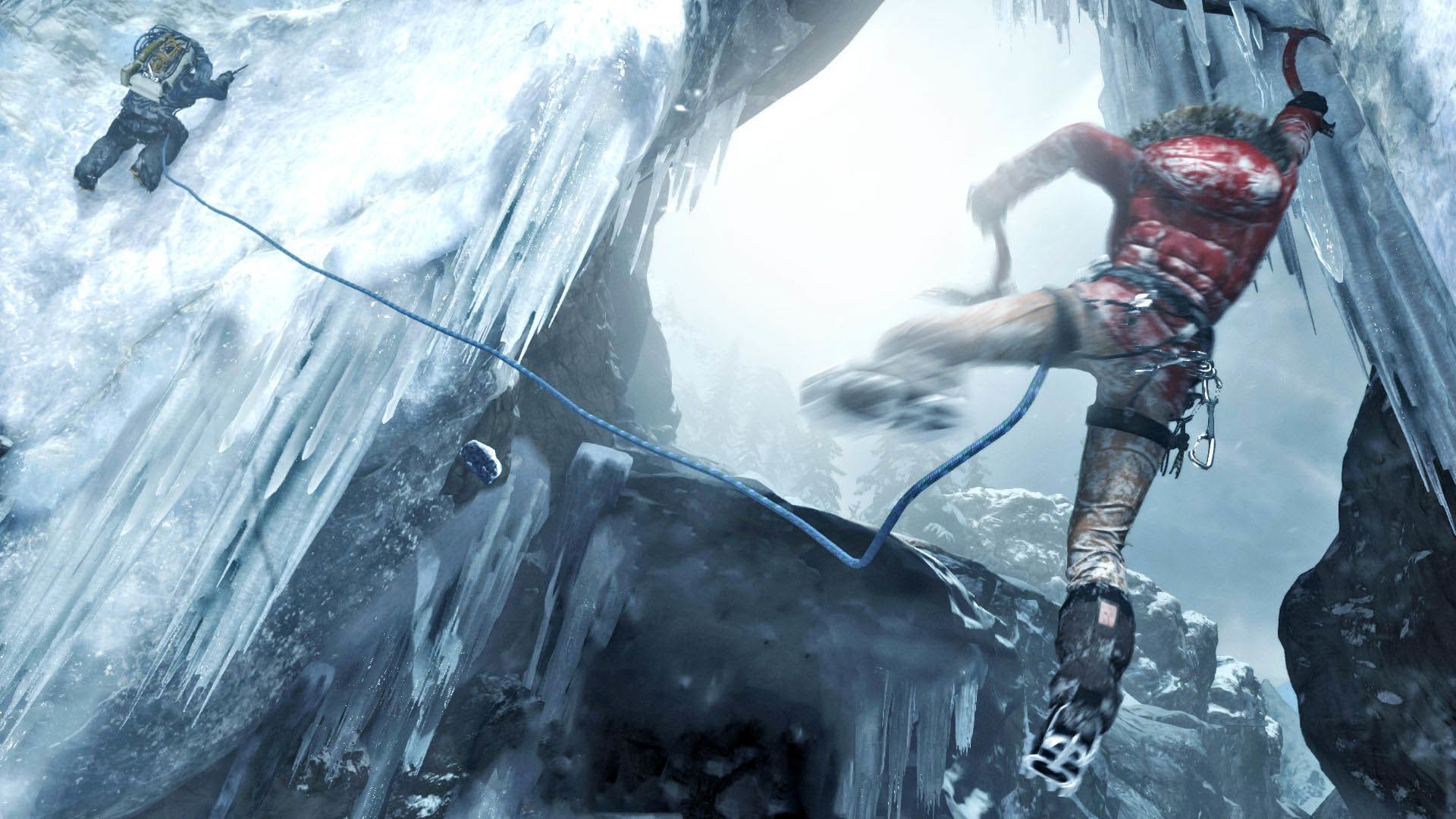 1920x1080 Lara Croft High Risk Climbing - Rise of the Tomb Raider  wallpaper
