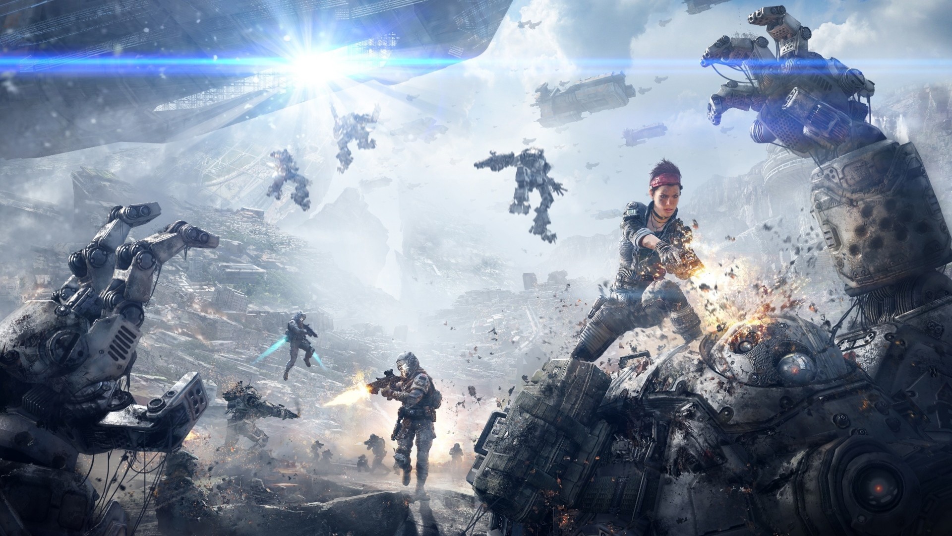 1920x1080 Preview wallpaper ships, titanfall, girl, ray 