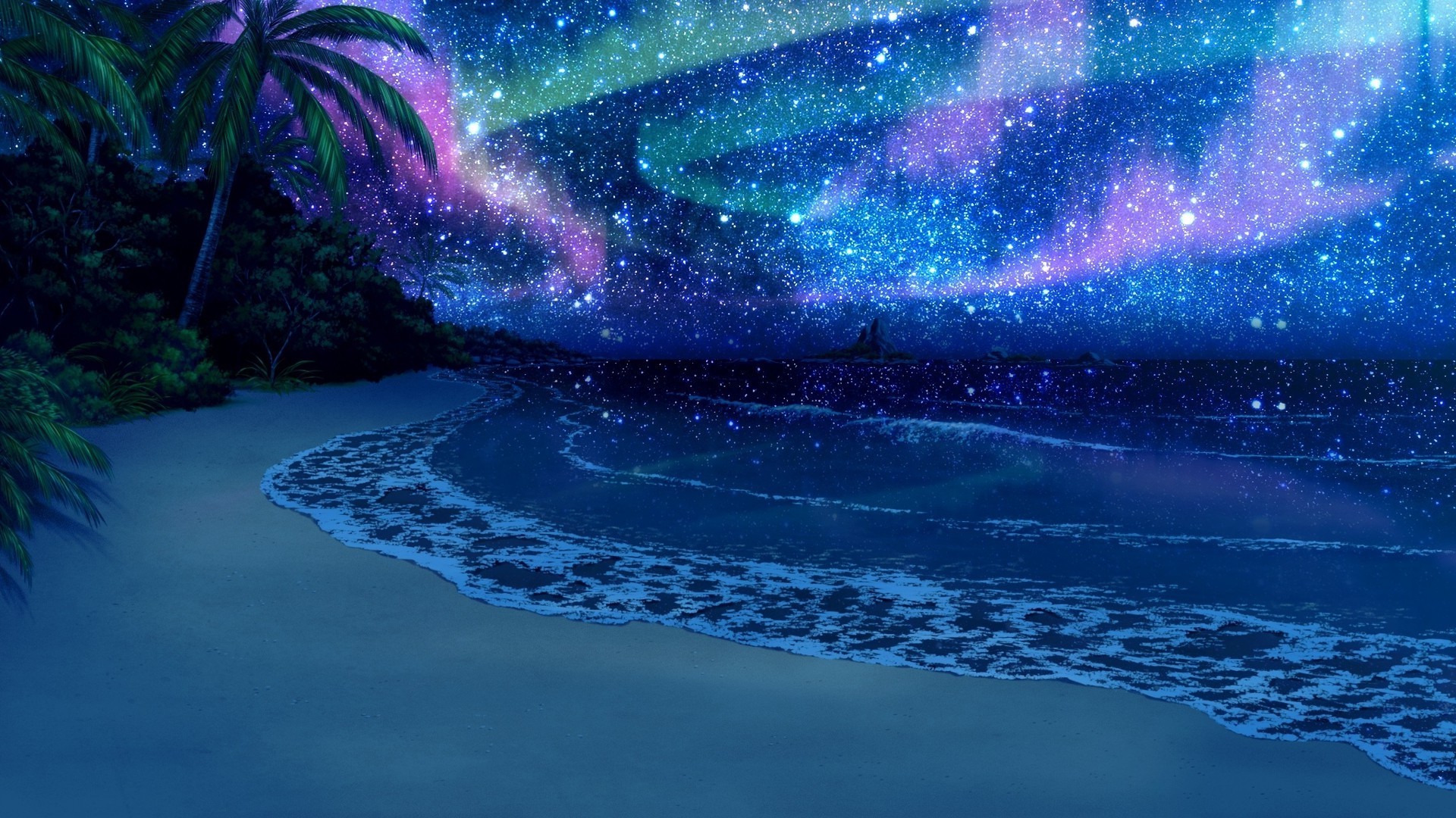 1920x1080 beach at night with stars wallpaper. stars beach at night with wallpaper o