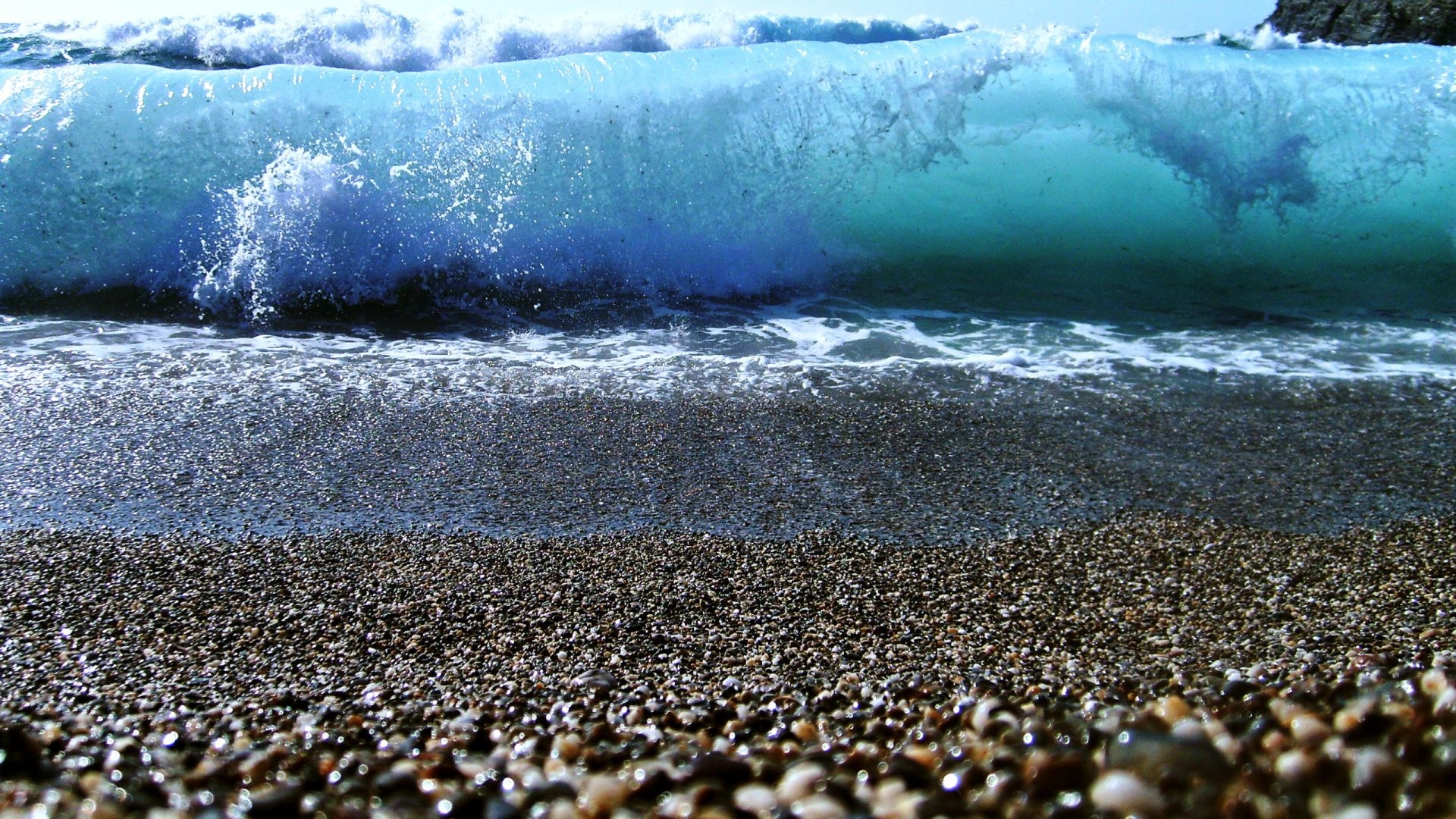 1920x1080 Beaches Depth Of Field Nature Ocean Pebbles Rocks Shells Water Waves ...
