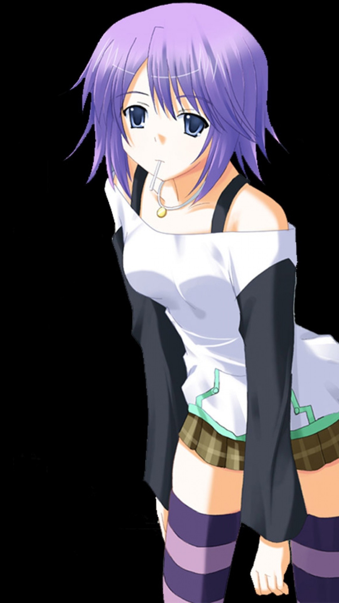 1080x1920  Wallpaper anime, girl, pose, background, stockings, skirt