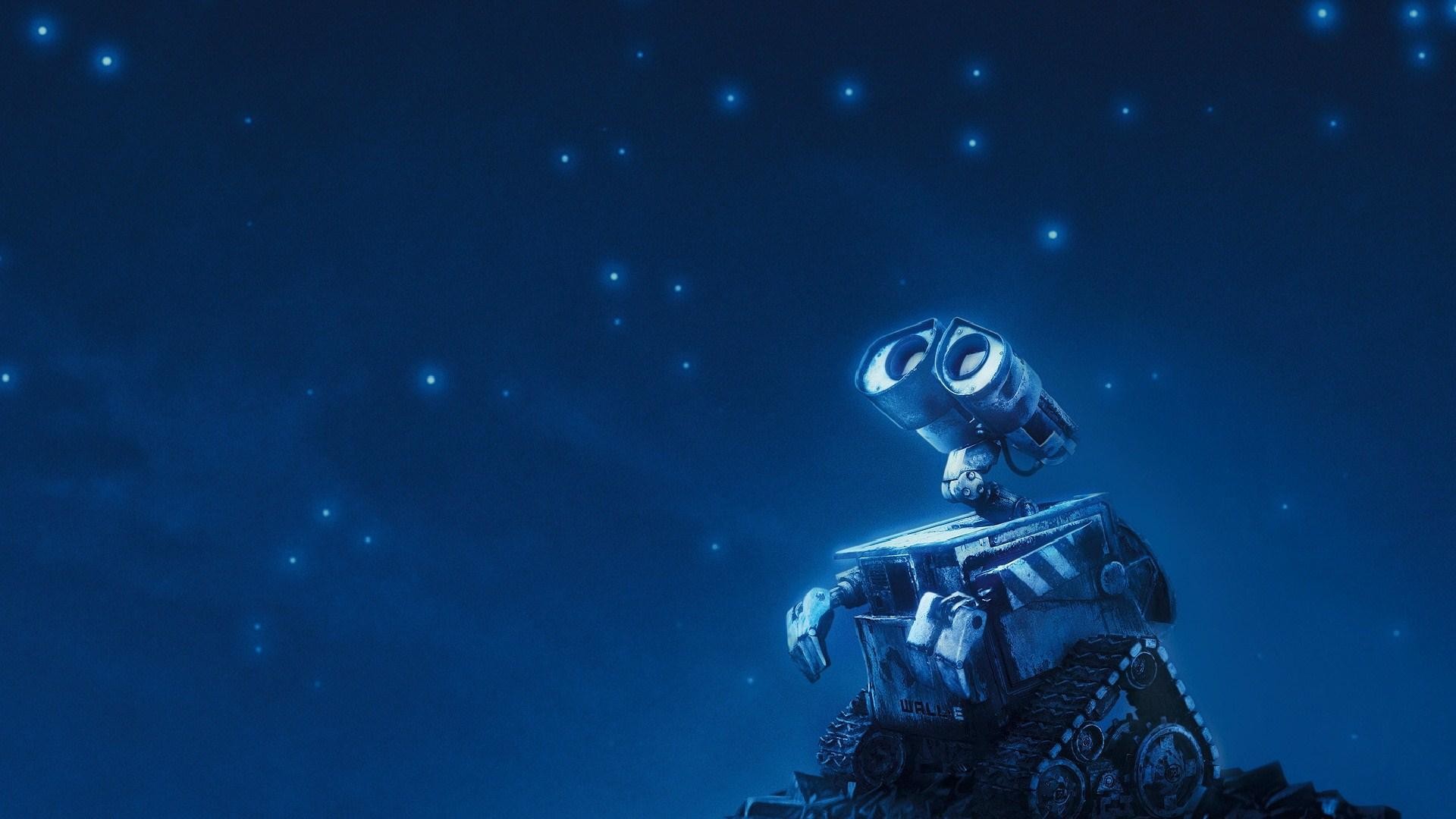 1920x1080 Wall-E Robot Night Stars Sky Animated Cartoon